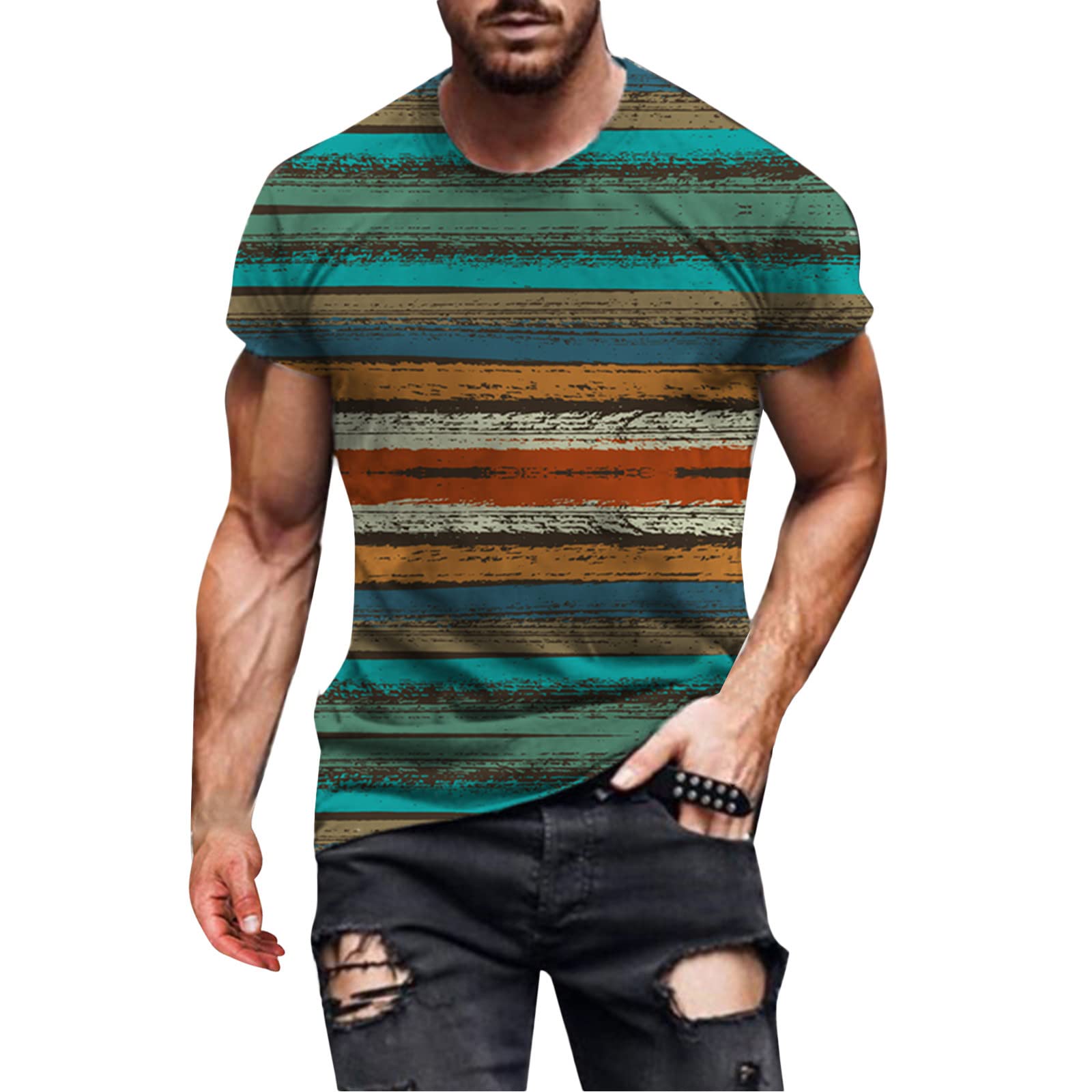 Men's Muscle Fit Short Sleeve Cotton T-Shirt - Lightweight Workout Tee with Funny Graphic Print - Crew Neck Casual Top for Gym, Running & Everyday Wear