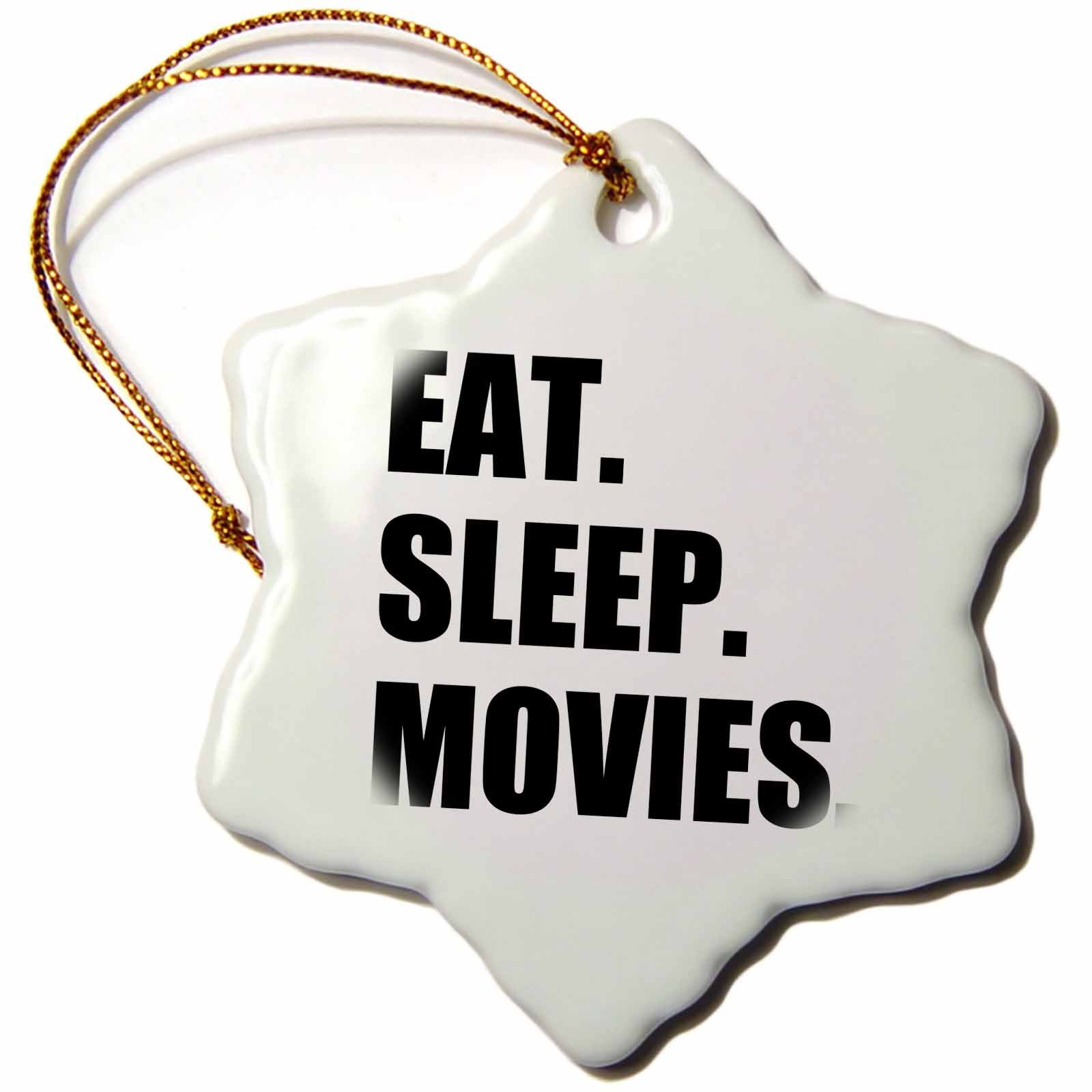 3D Rose 'Eat Sleep Movies' Snowflake Ornament - Perfect Gift for Film Makers, Movie Buffs & Critics - Christmas Tree Decor for Cinema Lovers