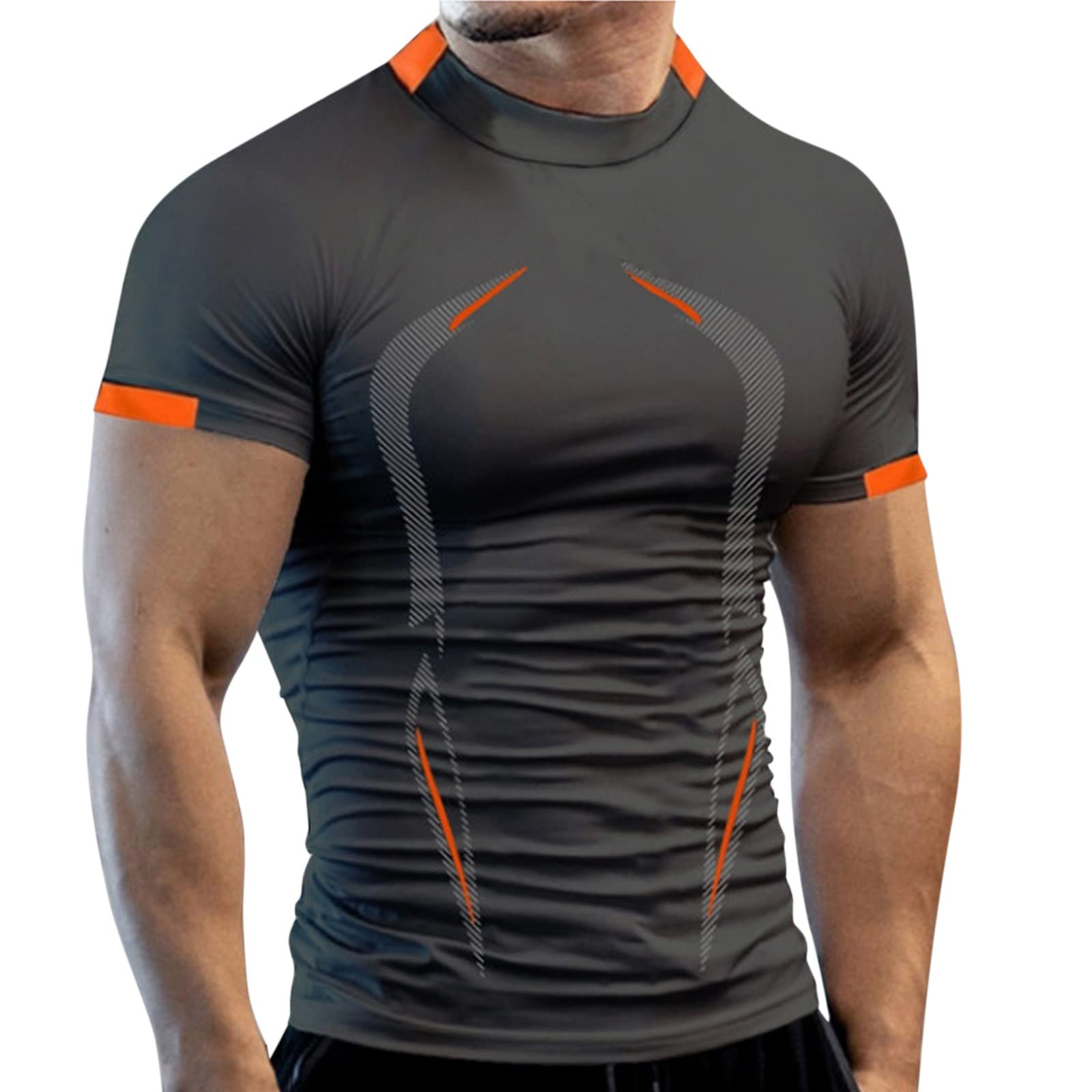 Men's Compression Shirts - Short Sleeve Athletic Workout T-Shirt for Gym & Running - Moisture Wicking Cool Dry Performance Tee (Dark Gray, Large) - Ideal for CrossFit, Weightlifting & Outdoor Sports