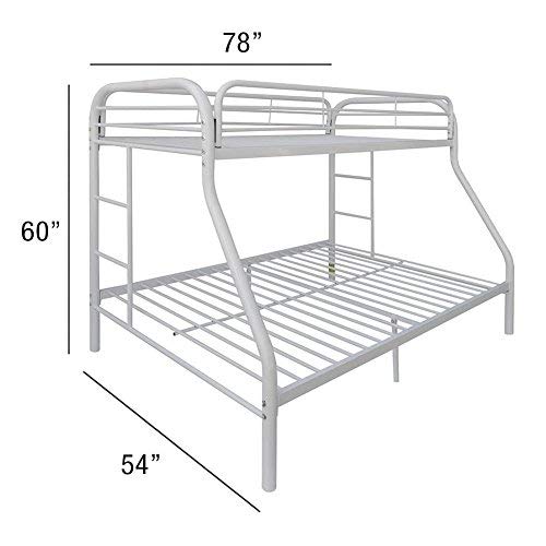 Acme Furniture Tritan Twin Over Full Bunk Bed in White - Space-Saving Kids Bedroom Solution for Siblings or Sleepovers