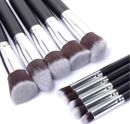 KAARM Professional 10-Piece Makeup Brush Set with Beauty Blender Sponge - Soft Synthetic Bristles for Foundation, Eyeshadow, Blending - Perfect for Makeup Artists & Beginners (Home & Travel Use)