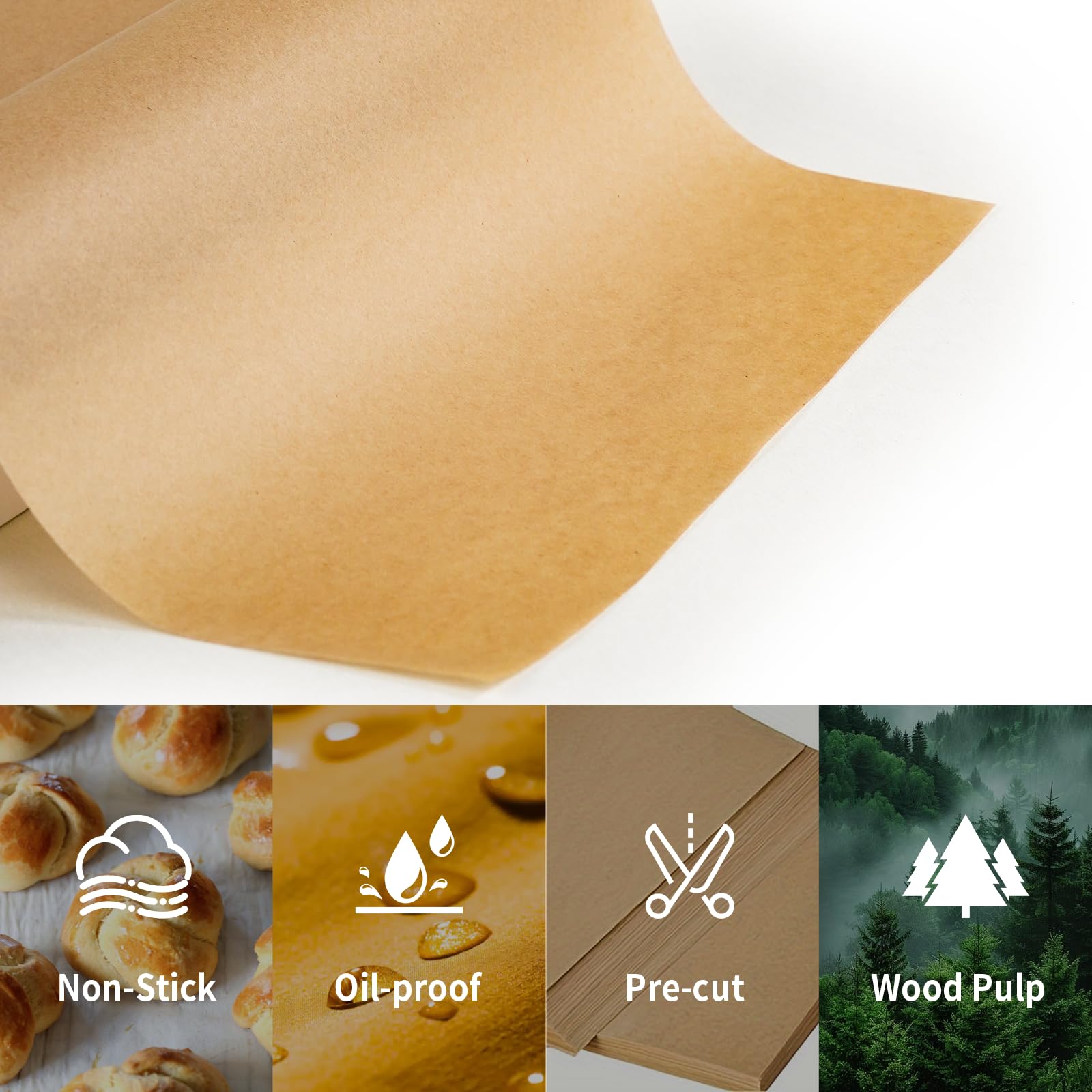 100Pcs Unbleached Air Fryer Liners for Cuisinart - Pre-Cut Parchment Paper Sheets, Disposable Non-Stick Accessories for Air Fryer & Toaster Oven | Perfect for Healthy Cooking, Baking, and Easy Cleanup