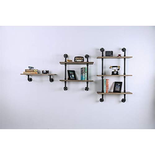 Industrial Wood Wall Shelf - 2-Tier Rustic Floating Shelf for Living Room, Bedroom & Kitchen - Natural Finish Home Decor Storage Solution