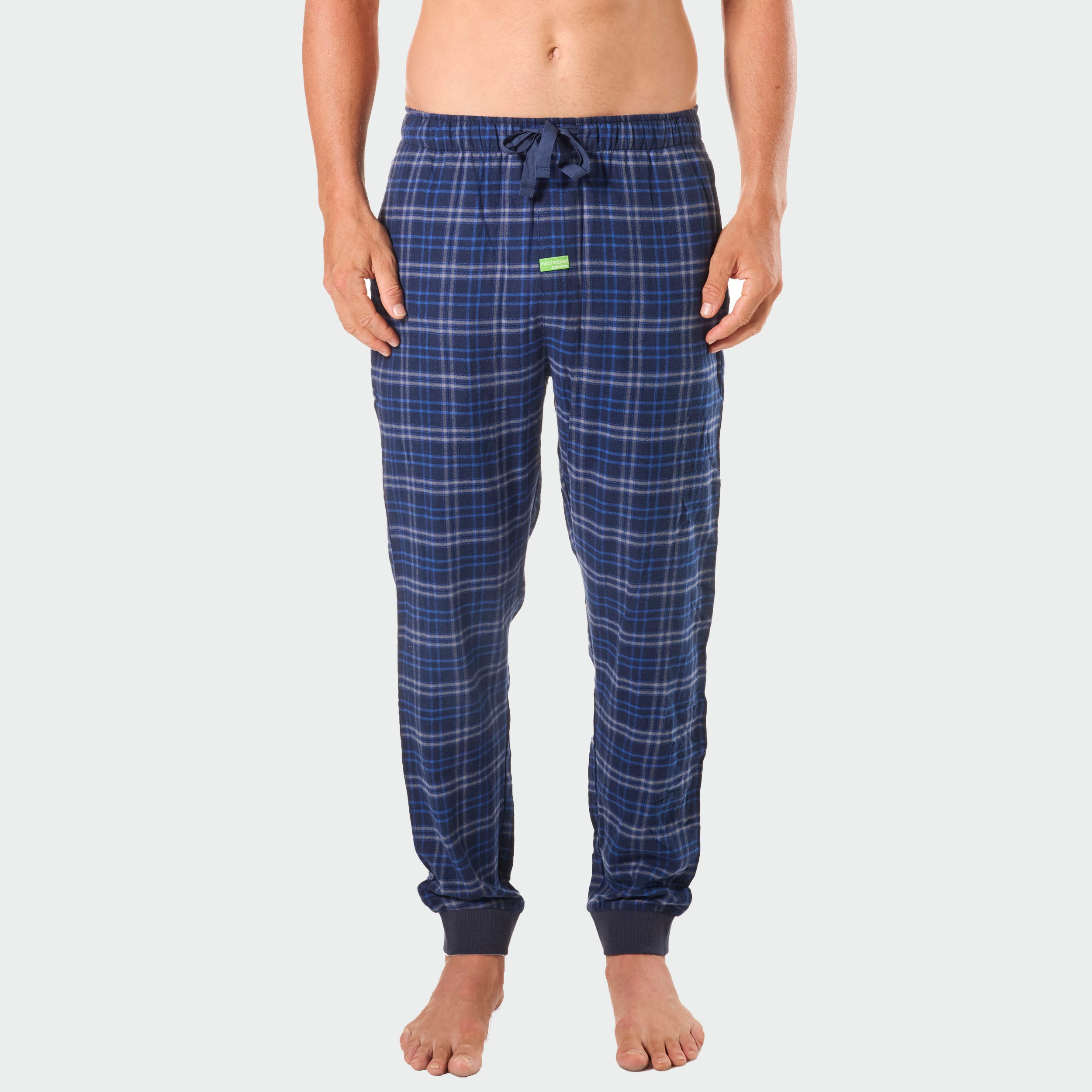 Men's Ocean Blue Bamboo Flannel Slim Leg Sleep Pants - Soft & Breathable Lounge Pajama Bottoms for Relaxing at Home or Traveling