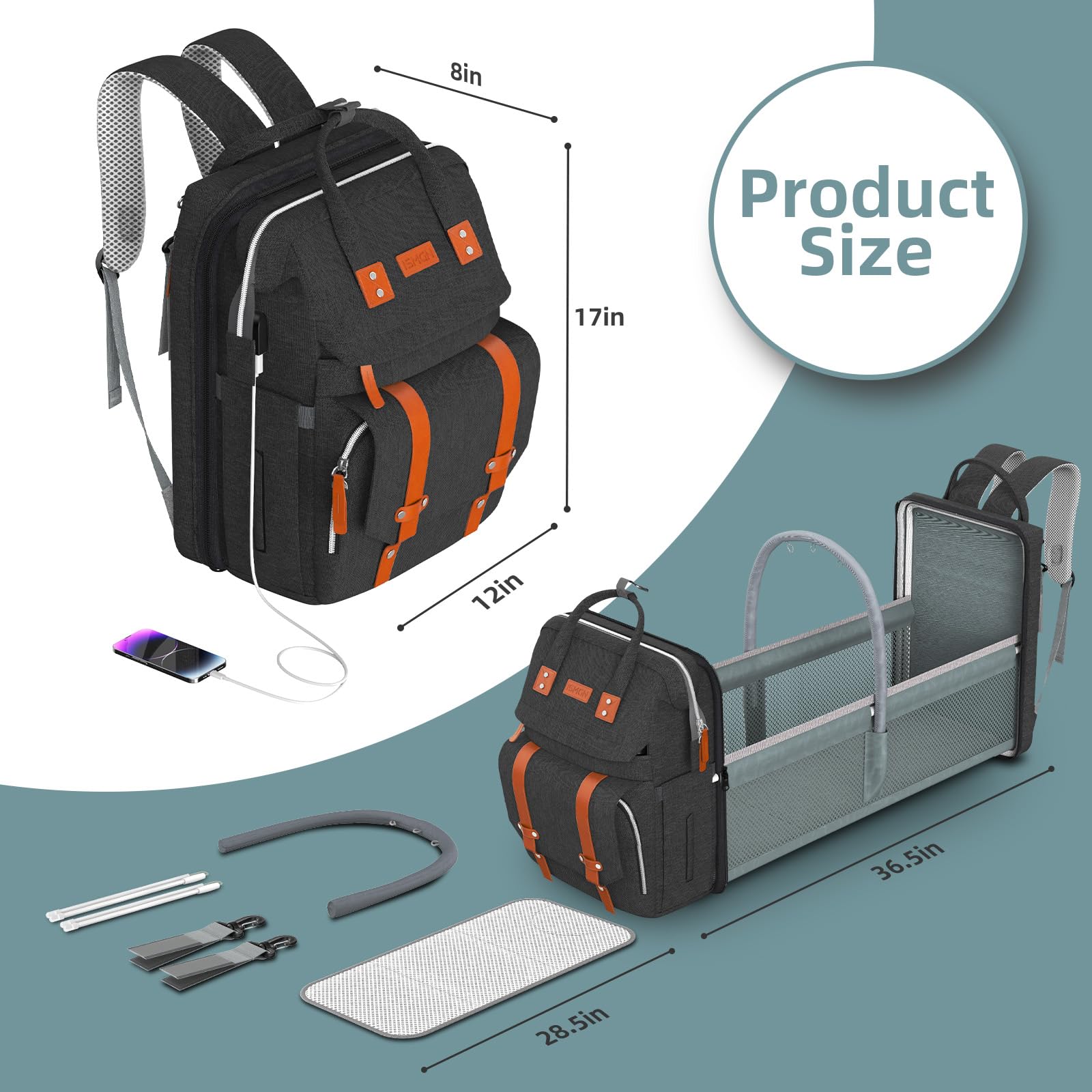 Baby Diaper Backpack with Changing Station - Large Multifunctional Travel Bag for Moms