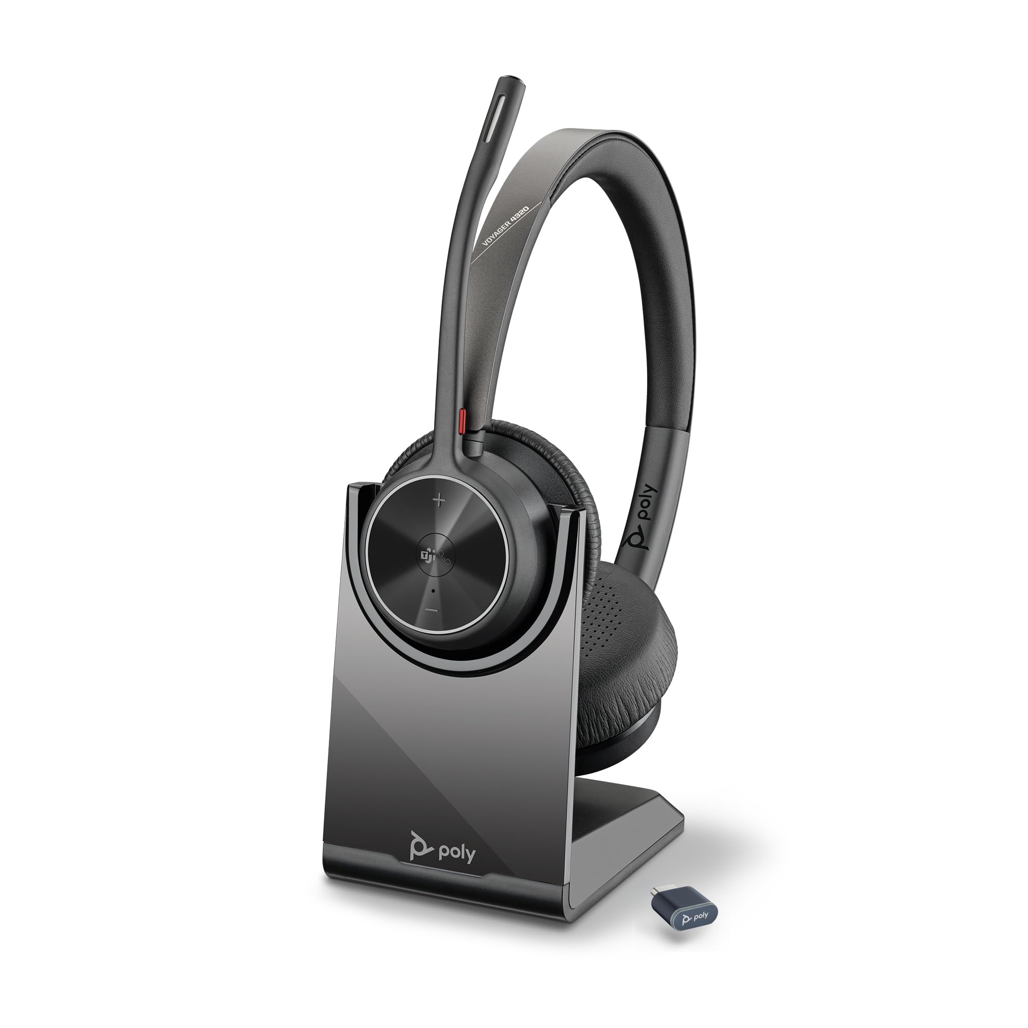 Poly Voyager 4320 UC Wireless Headset with Charge Stand - Noise-Canceling Stereo Headphones with Boom Mic for PC, Mac & Mobile - Bluetooth Compatible for Teams, Zoom & Video Calls - Home Office & Remote Work Headset (Amazon Exclusive)
