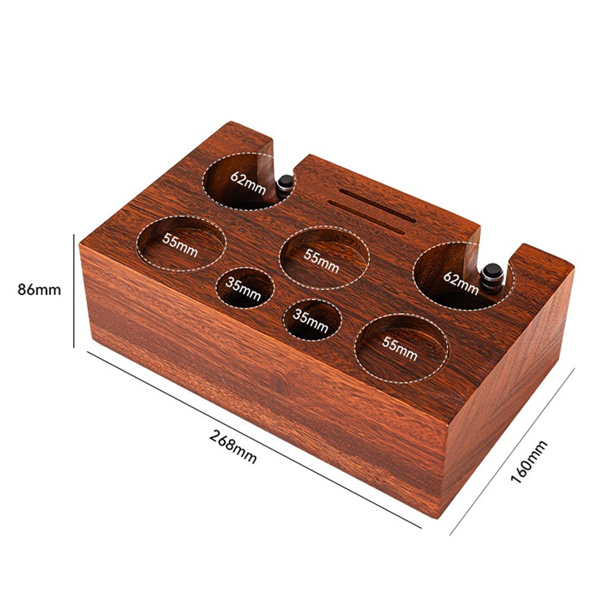 I.XXI 53mm XL Walnut Accessory Station - Perfect for Espresso Machine Organization & Coffee Bar Decor