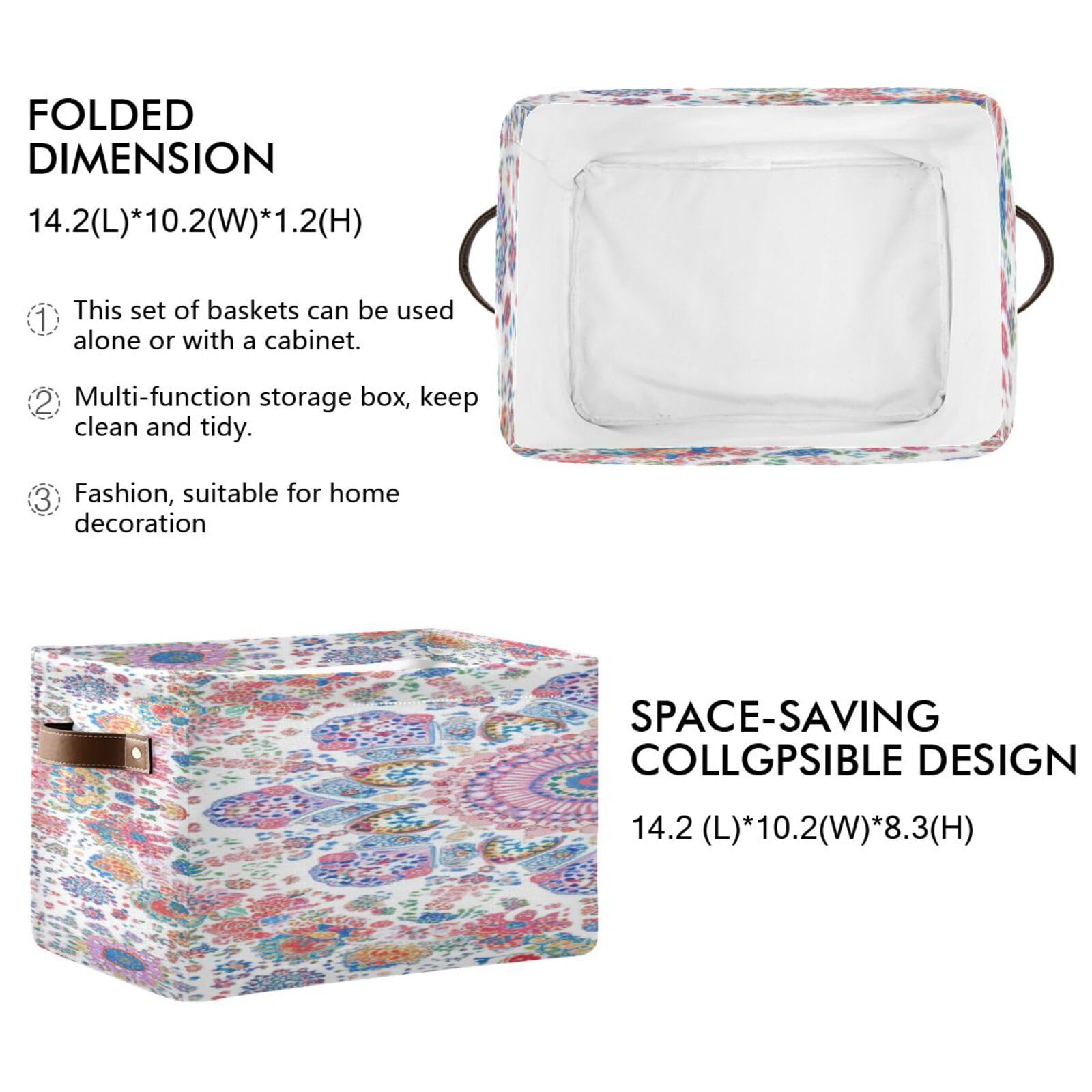 Large Storage Baskets with Handles - Foldable Closet Organizers & Home Storage Bins (2-Pack) - Perfect for Shelves, Bedroom, and Living Room Organization