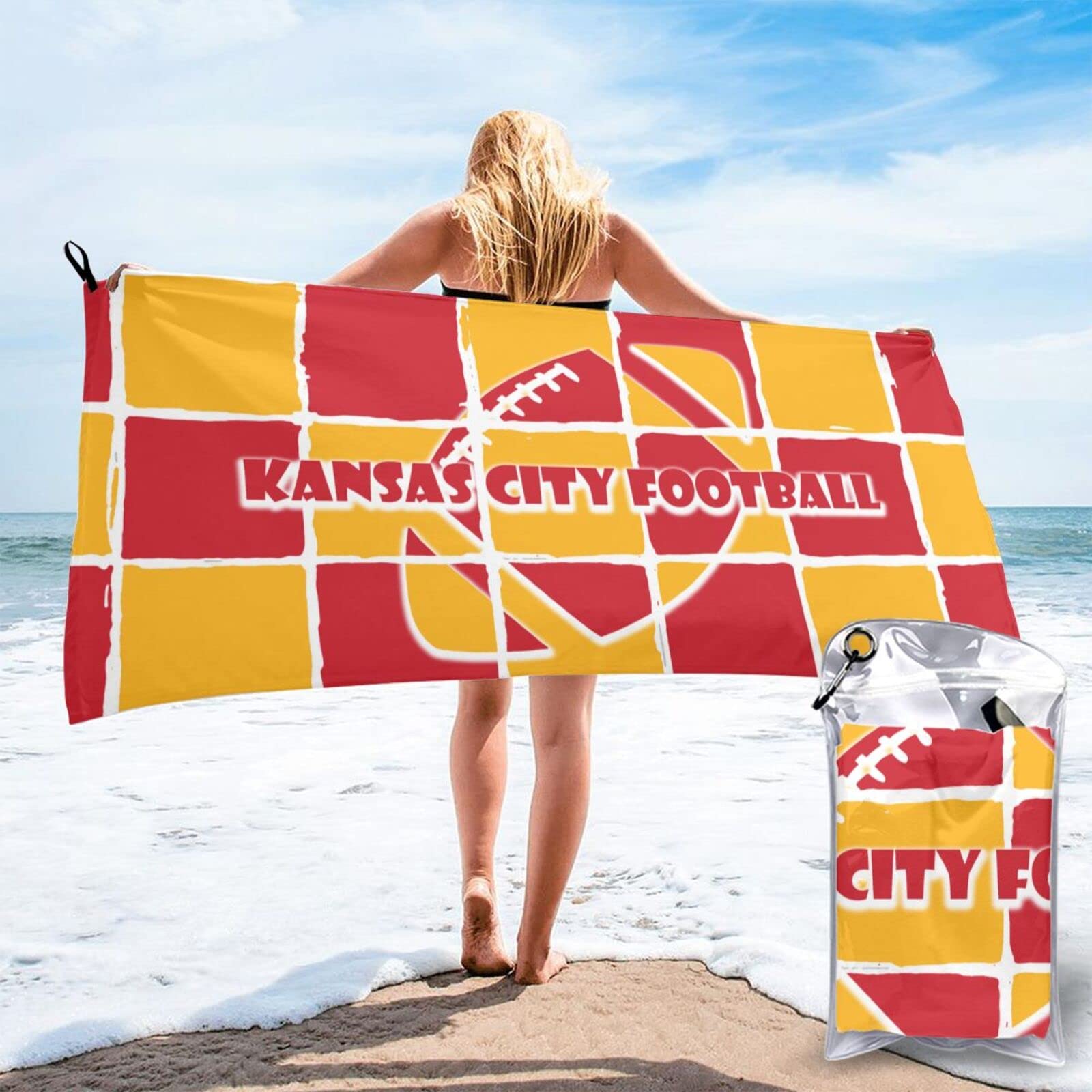 Kansas City Chiefs Microfiber Beach Towel - Large Quick Dry Football Sports Fan Towel for Pool, Beach, Travel & Outdoor Activities