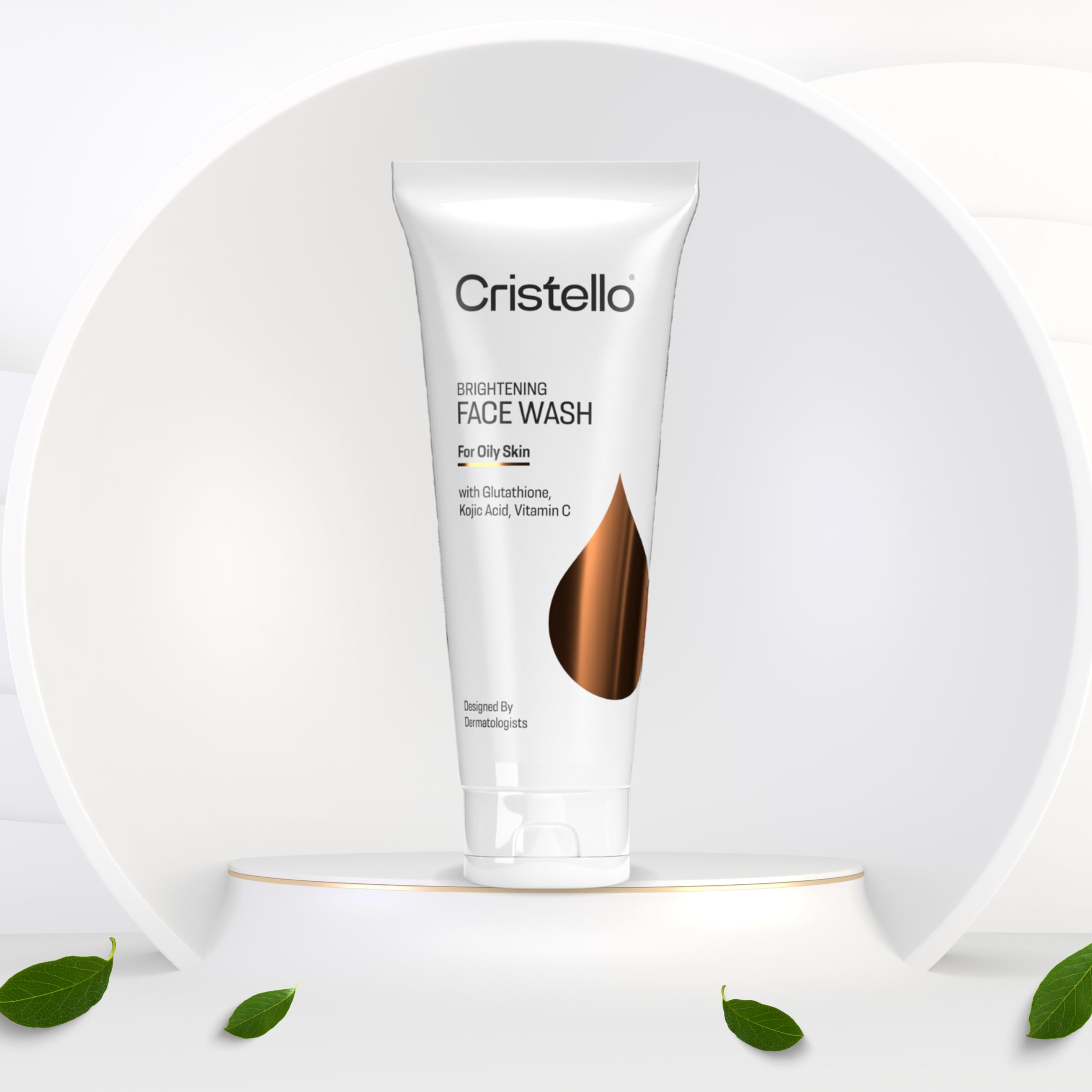 Cristello Brightening Face Wash for Oily Skin with Glutathione, Kojic Acid & Vitamin C | Skin Whitening & Glowing Facial Cleanser for Men & Women | Daily Use for Clear, Radiant Complexion | Perfect for Morning & Night Skincare Routine