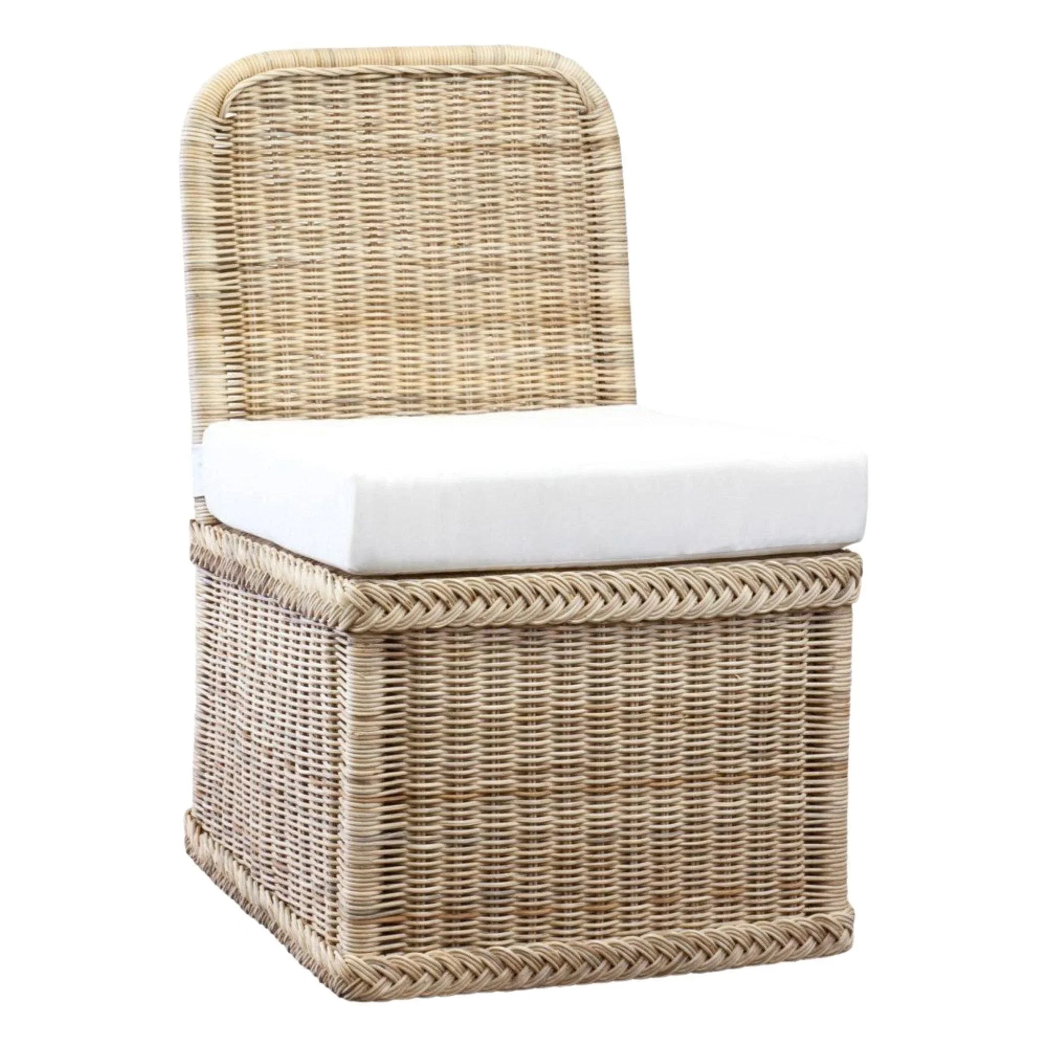 Braided Wicker Chatham Upholstered Slipper Chair - Comfortable Accent Chair for Living Room, Bedroom & Office - Perfect for Reading Nook, Lounge or Guest Seating