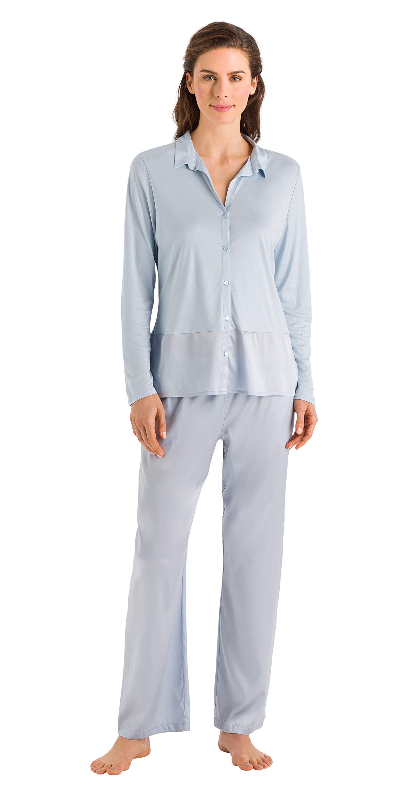 HANRO Women's Grand Central Long Sleeve Shirt - Soft Cotton Blouse for Work & Casual Wear | Office, Travel & Everyday Outfits
