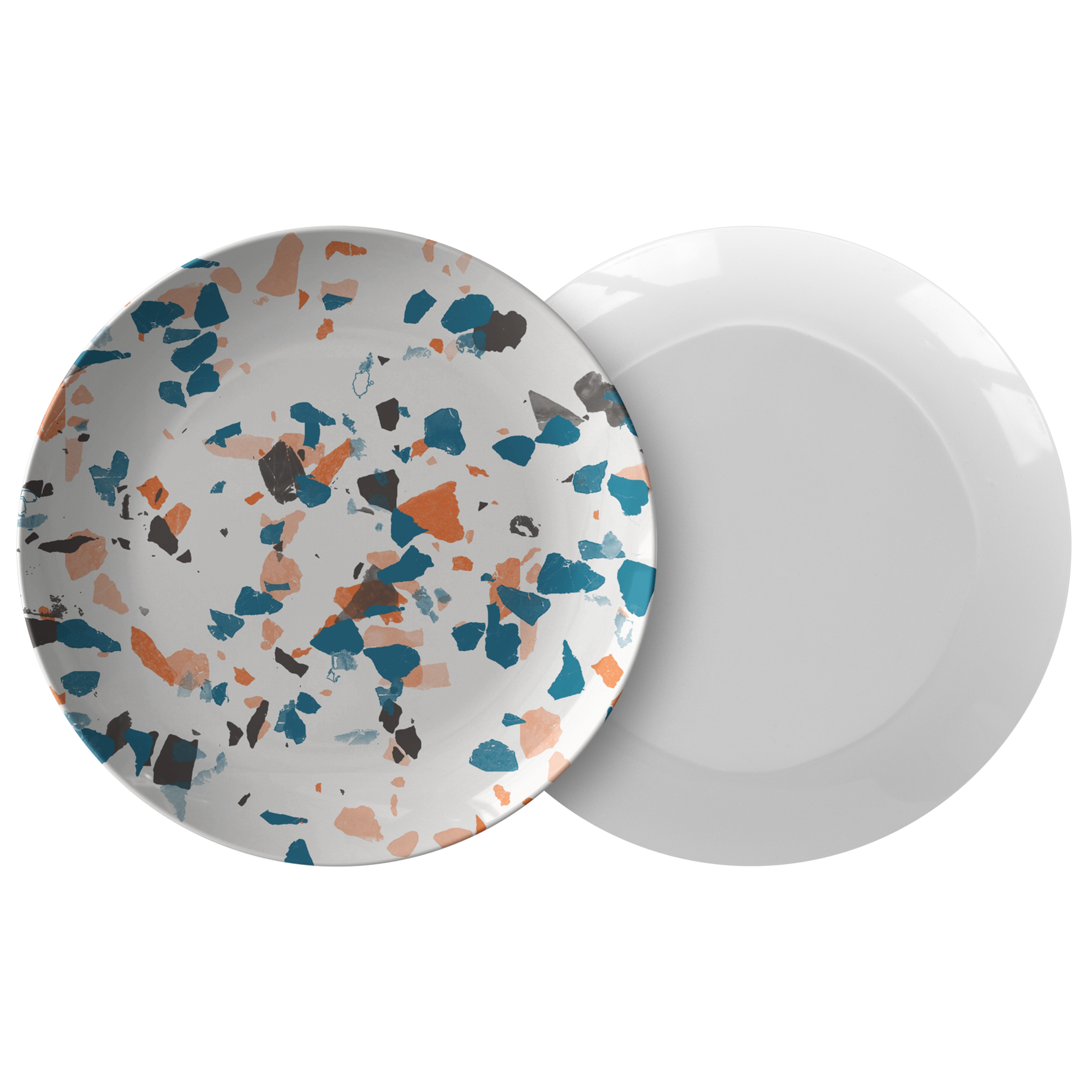 Speckled Abstract Plastic Dinner Plates - Set of 6, Durable Melamine Plates for Everyday Use, Dishwasher Safe - Perfect for Home, Restaurant, and Outdoor Dining