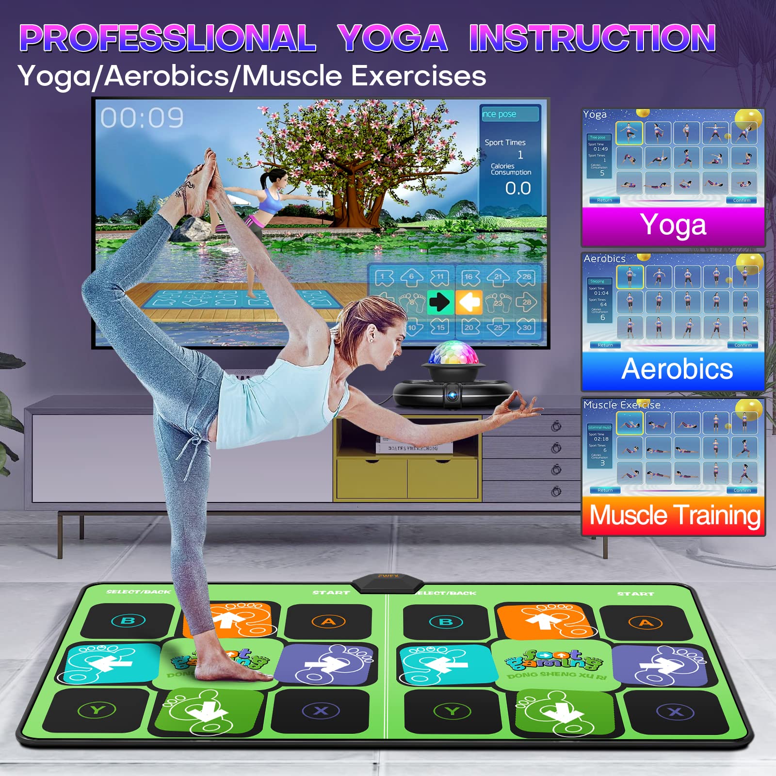 Wireless Dance Mat for Adults & Kids - Double Player TV Dance Pad with Smart Camera | Plug & Play Electronic Dance Game for Family Fitness & Fun | Perfect for Christmas & Birthday Gifts | Home Exercise & Party Entertainment