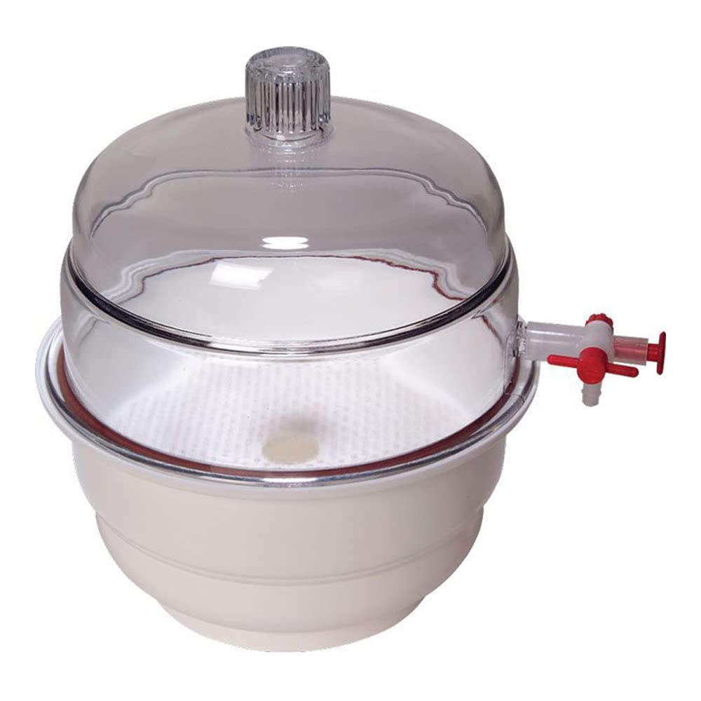 United Scientific 55204 Polypropylene Vacuum Desiccator with Polycarbonate Cover - 6 Inch (152.4mm) Diameter - Ideal for Laboratory Moisture Control & Chemical Storage