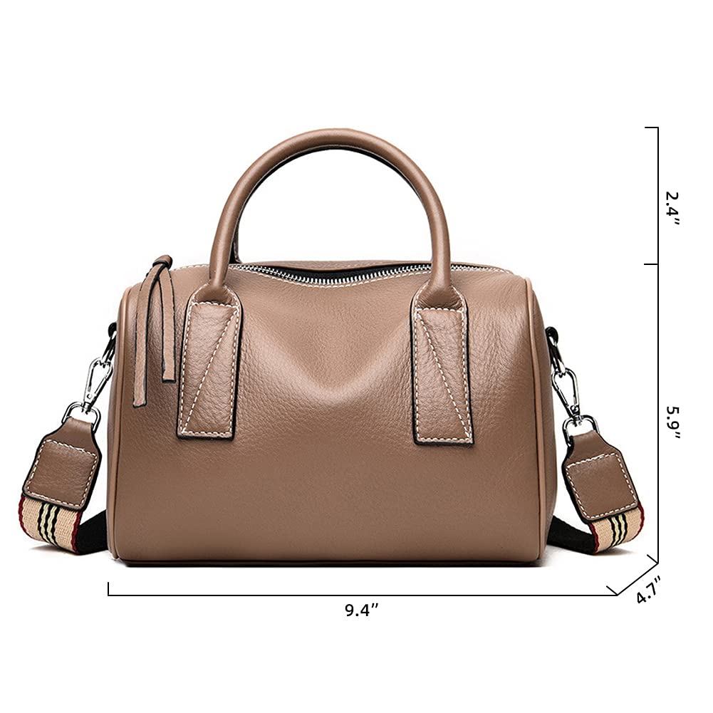 ROUROU Genuine Leather Boston Bag for Women - Large Capacity Top Handle Satchel Shoulder Bag & Crossbody Purse | Perfect for Work, Travel & Everyday Use