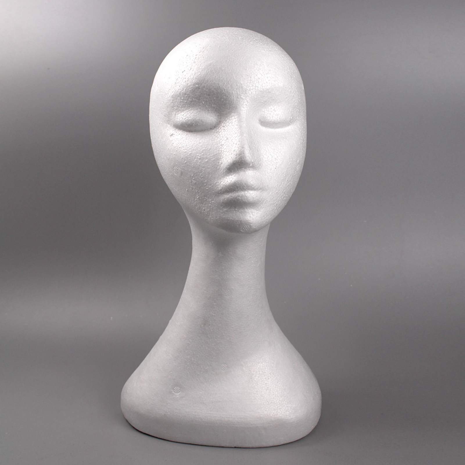 Styrofoam Wig Head - Female Mannequin Head for Wig Display, Jewelry, Headphones & Hat Storage - White - Perfect for Salon, Cosplay & Home Decor