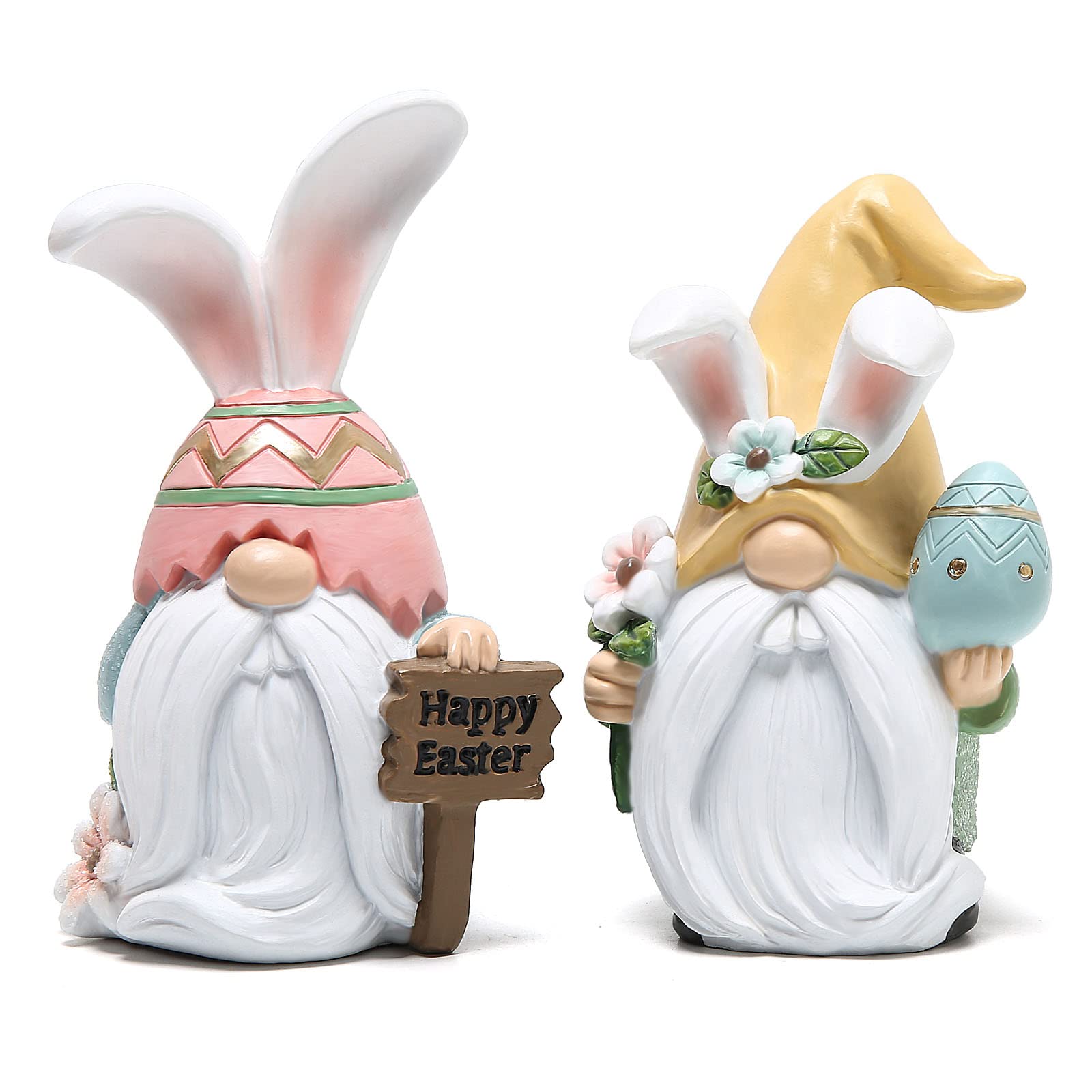 2 Pack Easter Gnomes Decorations - Resin Easter Bunny Doll Home Ornaments for Table Decor, Valentine's Day & Spring Festival - Perfect for Easter Basket Stuffers, Party Centerpieces, and Seasonal Home Décor Gifts