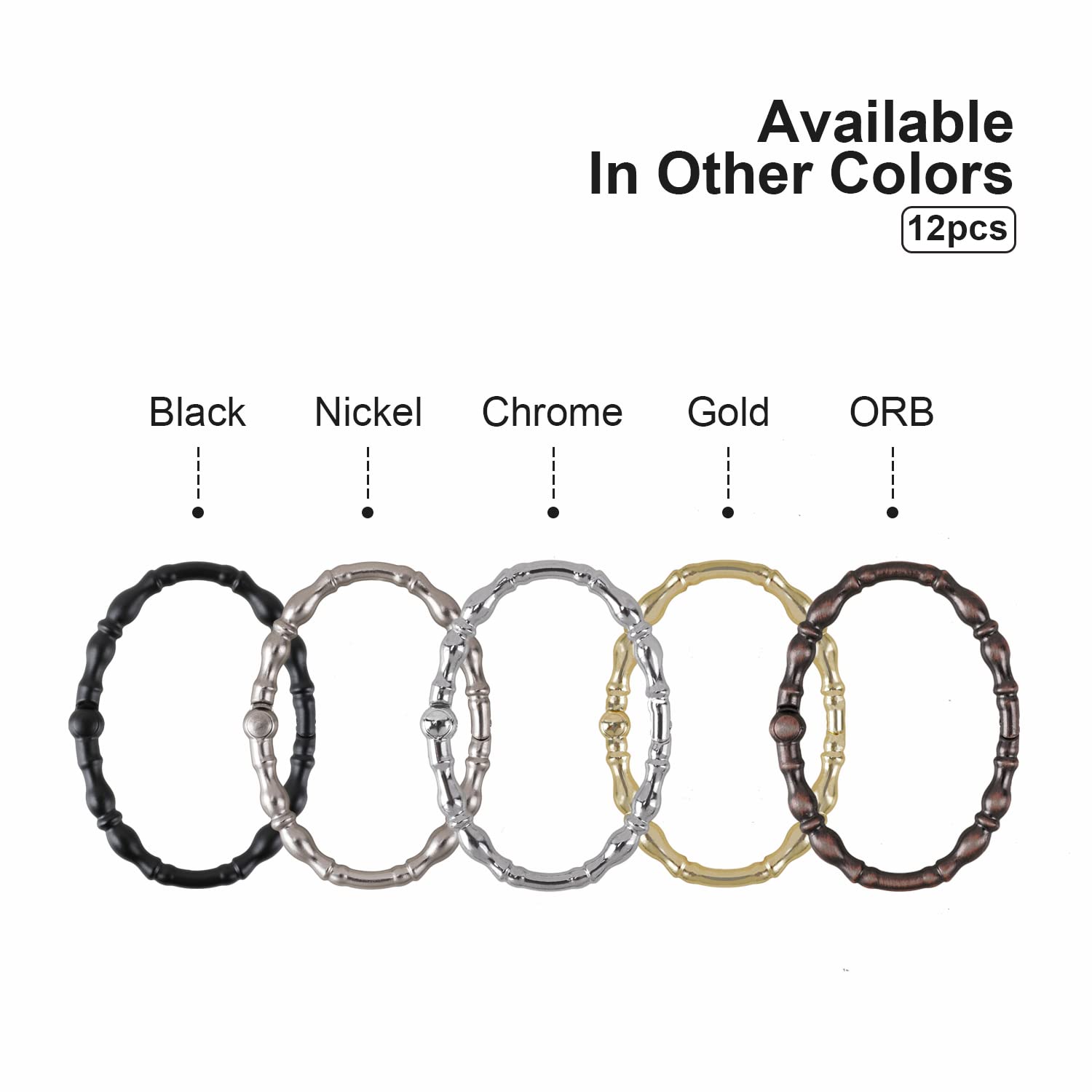 Utopia Alley Shower Hooks - 12 Pack Rustproof Brushed Nickel Shower Curtain Rings for Bathroom - Durable Metal Hooks for Shower Curtains & Liners - Perfect for Bathroom, RV, and Dorm Decor
