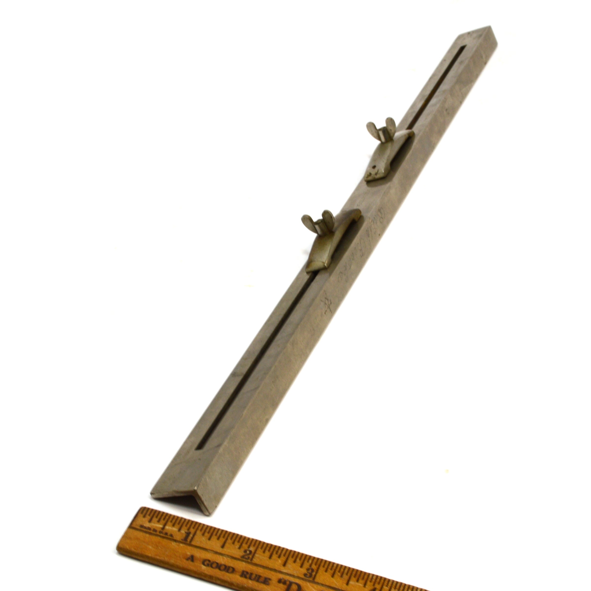 Vintage Starrett #110 Adjustable Stair Gauge - Rare 18 Gauge Nickel Plated Fence Tool for Woodworking & Staircase Construction