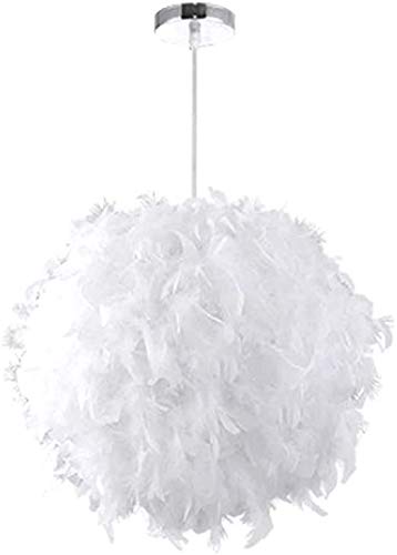 Feather Light Ceiling Lamp - Modern White Pendant Light with E27 Bulb, Elegant Feather Chandelier for Dining Room, Living Room, Bedroom | Romantic Home Decor Lighting for Weddings & Cozy Spaces