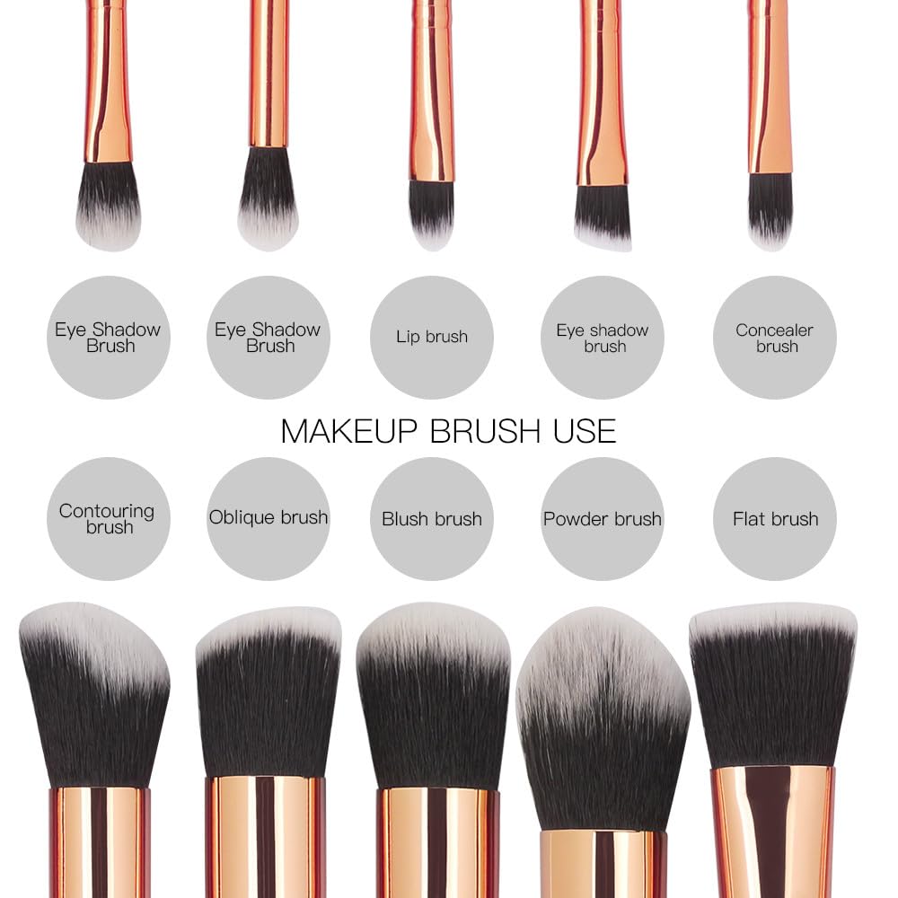 Seprofe 10-Piece Marble Makeup Brush Set - Foundation, Concealer & Eye Brushes for Professional Makeup