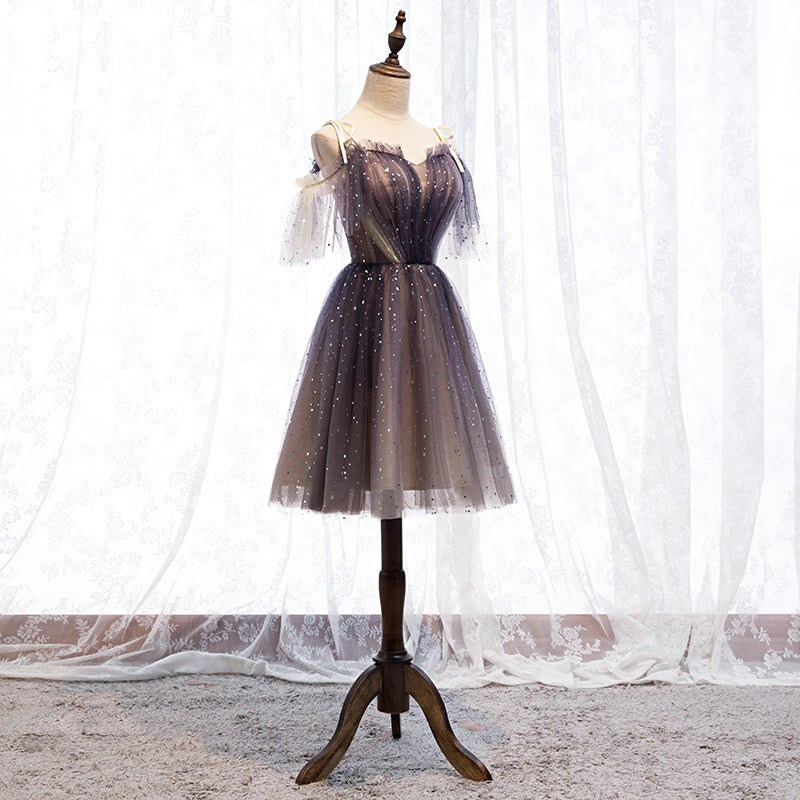 Off Shoulder Shiny Tulle Homecoming Dress - Short Prom Dress 617 for Women | Sparkly Party Gown for Homecoming, Prom Night, Cocktail Party & Special Occasions