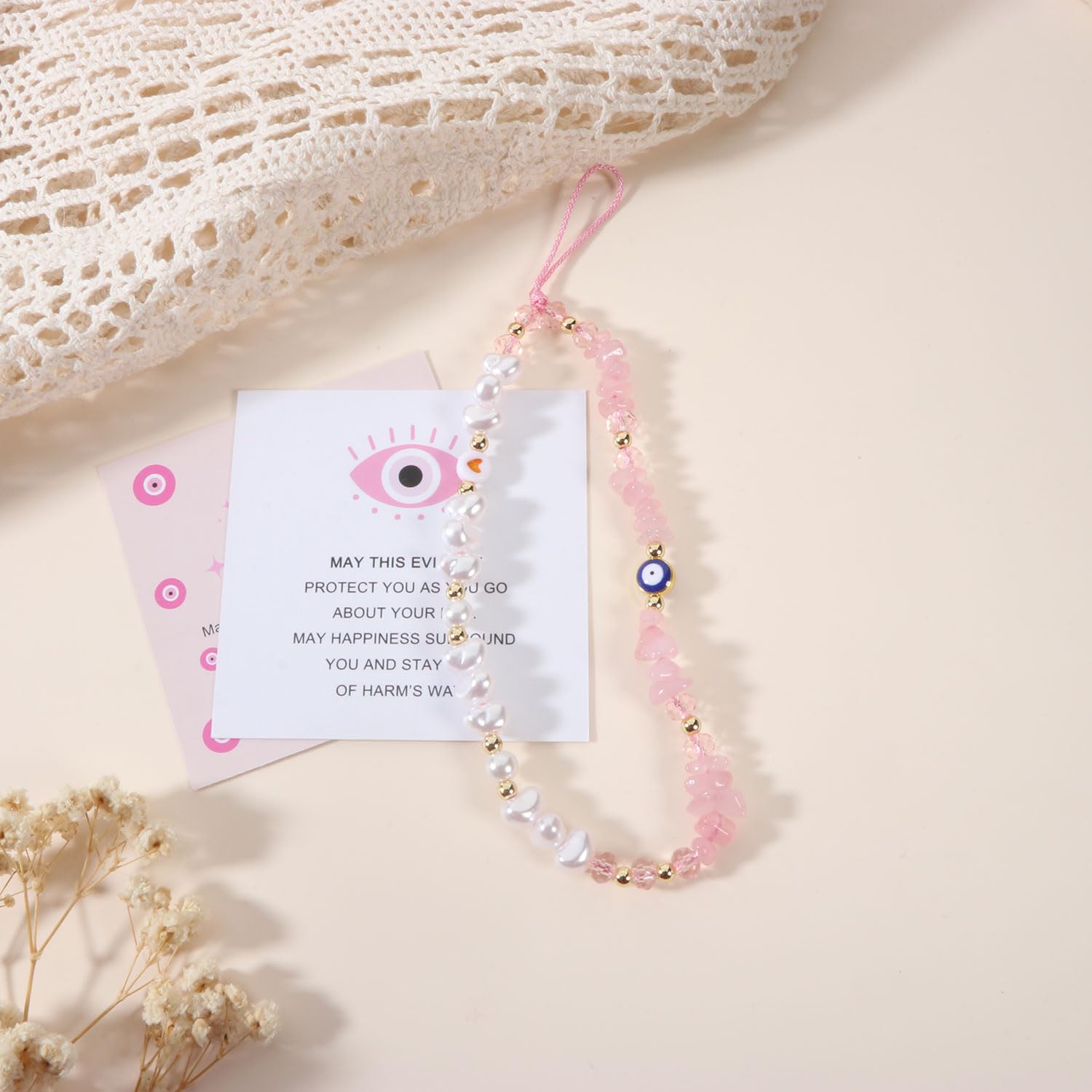Evil Eye Phone Charm - Beaded Crystal Phone Lanyard Strap with Keychain - Protection Jewelry for iPhone Samsung Android - Perfect for Everyday Use, Gifts & Travel Accessories