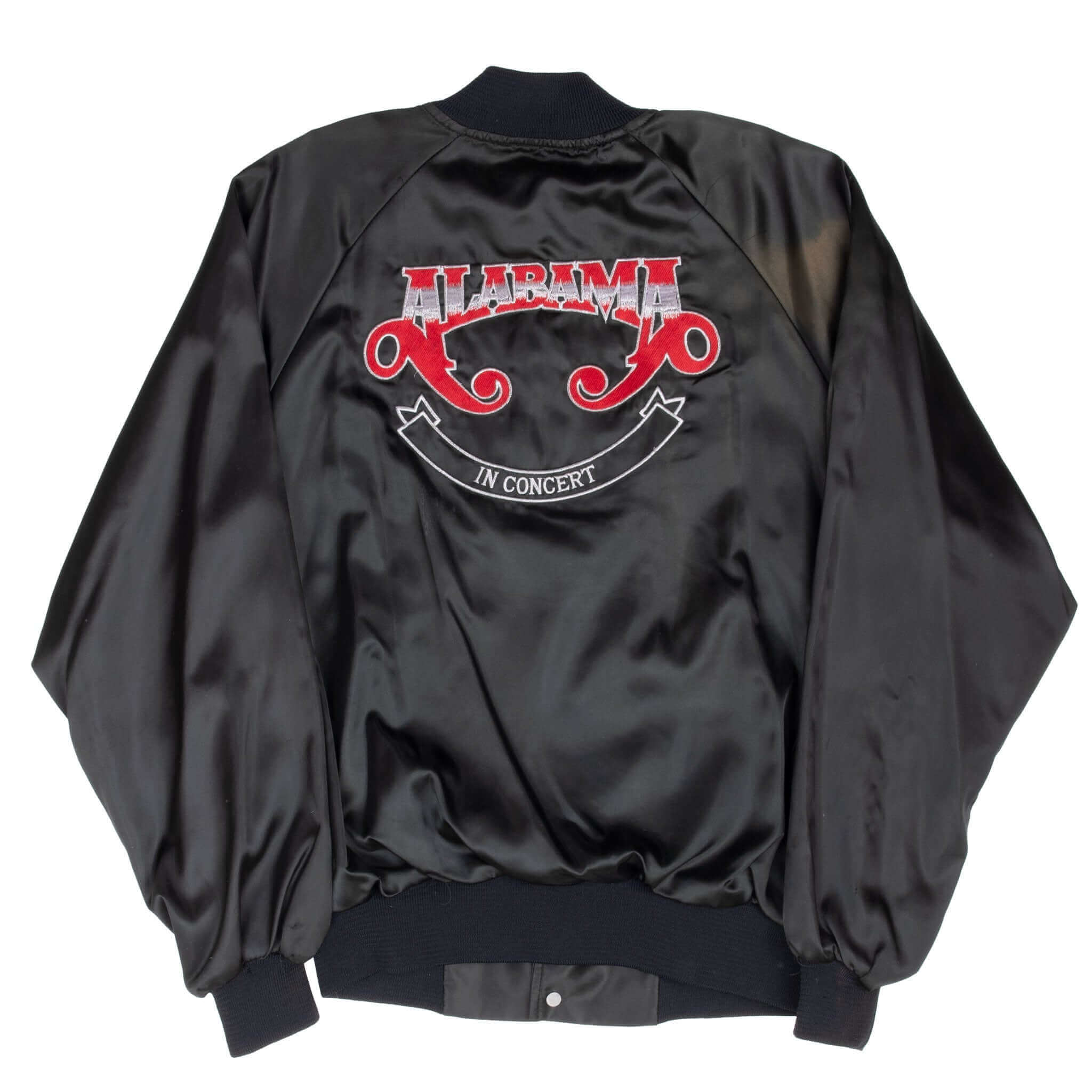 Vintage Alabama Concert Satin Bomber Jacket 1990s Large - Made in USA - Retro Music Tour Merch - Perfect for Concerts, Music Festivals & 90s Themed Parties
