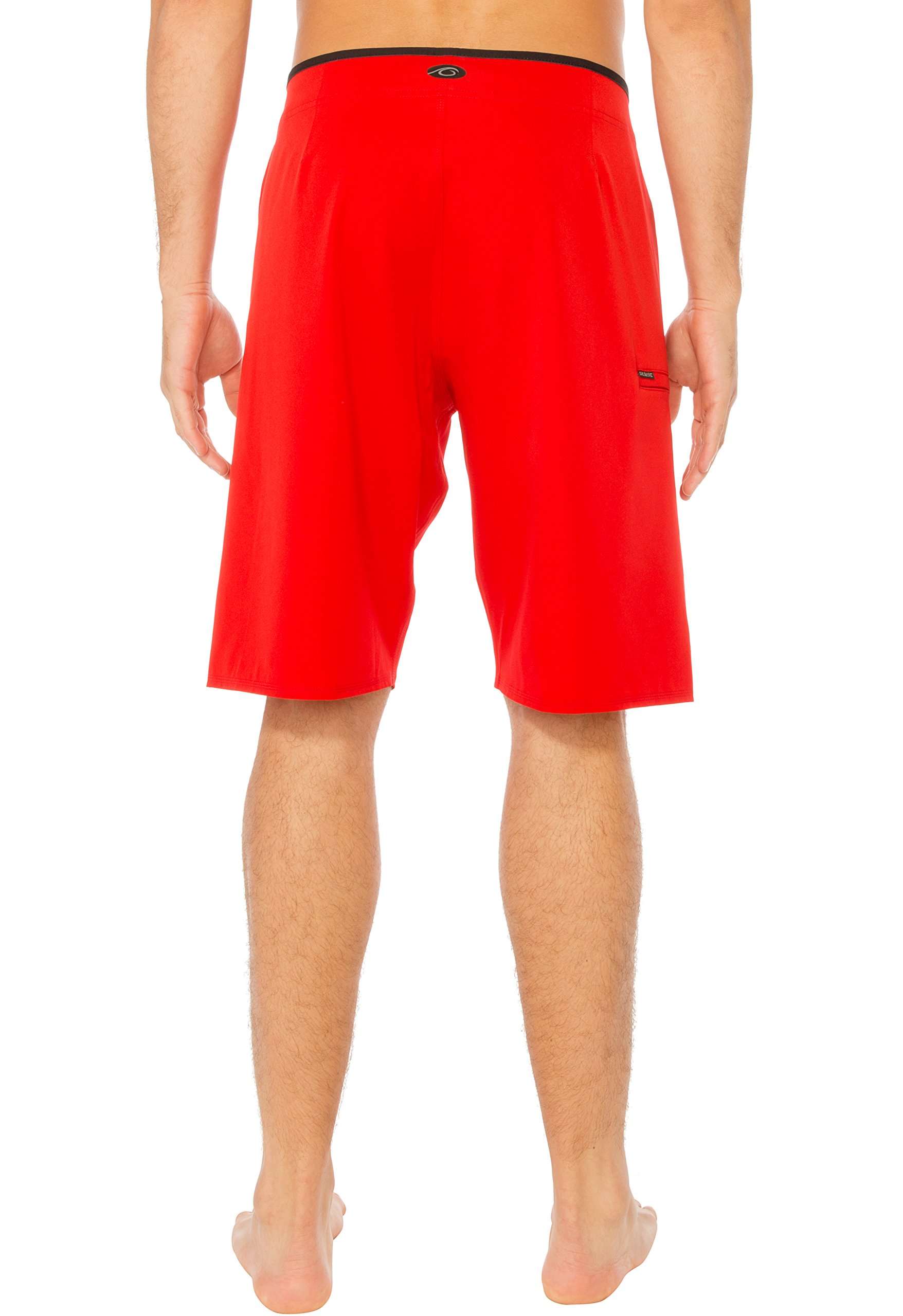 **Men's DuraFit Stretch Solid Board Shorts - Quick-Dry Swim Trunks for Beach, Surfing & Swimming - Red Textured Size 36**