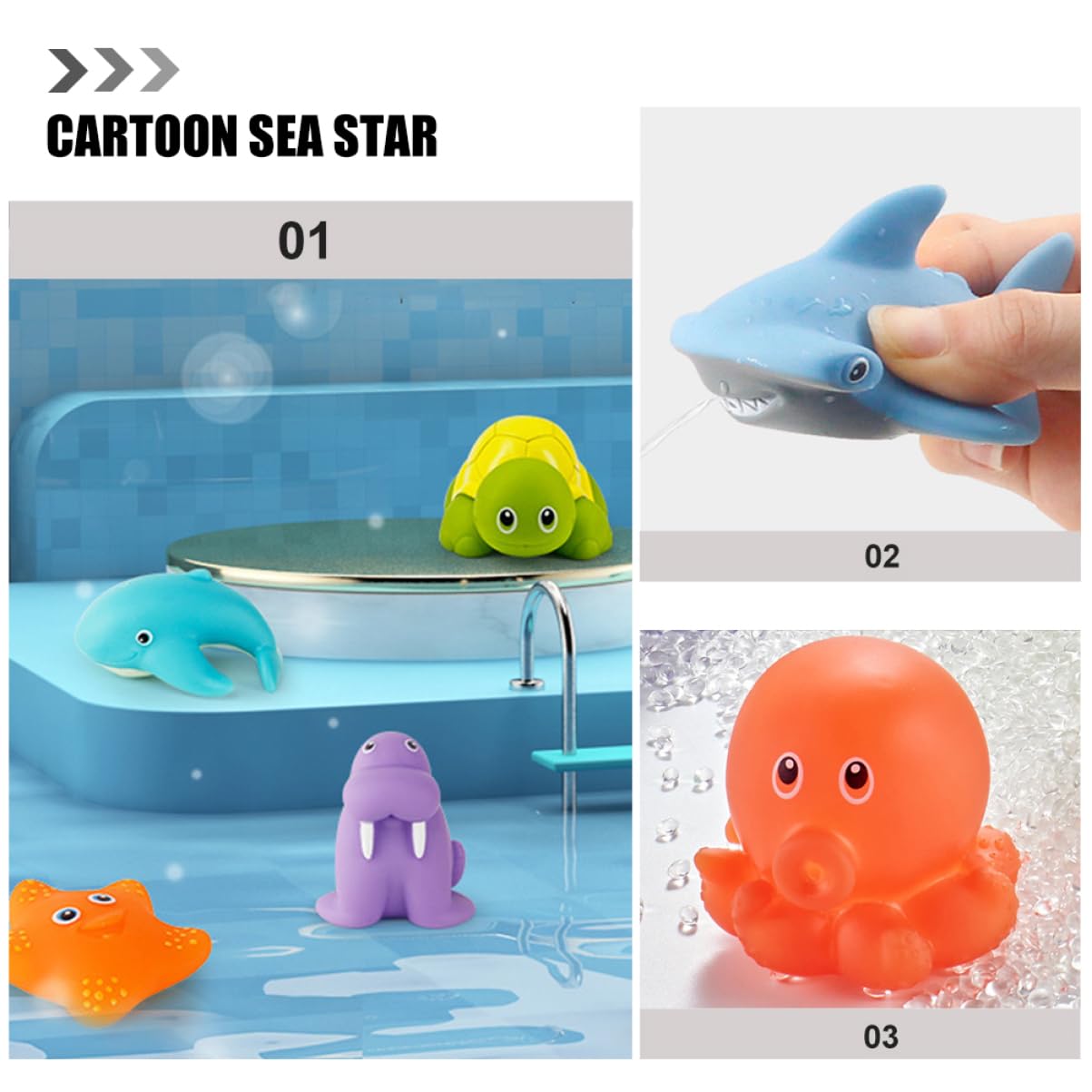 WESIEVYA 6-Piece Bath Toys Set for Kids - Non-Toxic Vinyl Bathtub Toys, Floating Water Play Toys for Toddlers & Babies - Fun Bath Time, Pool, Indoor Water Play Activities