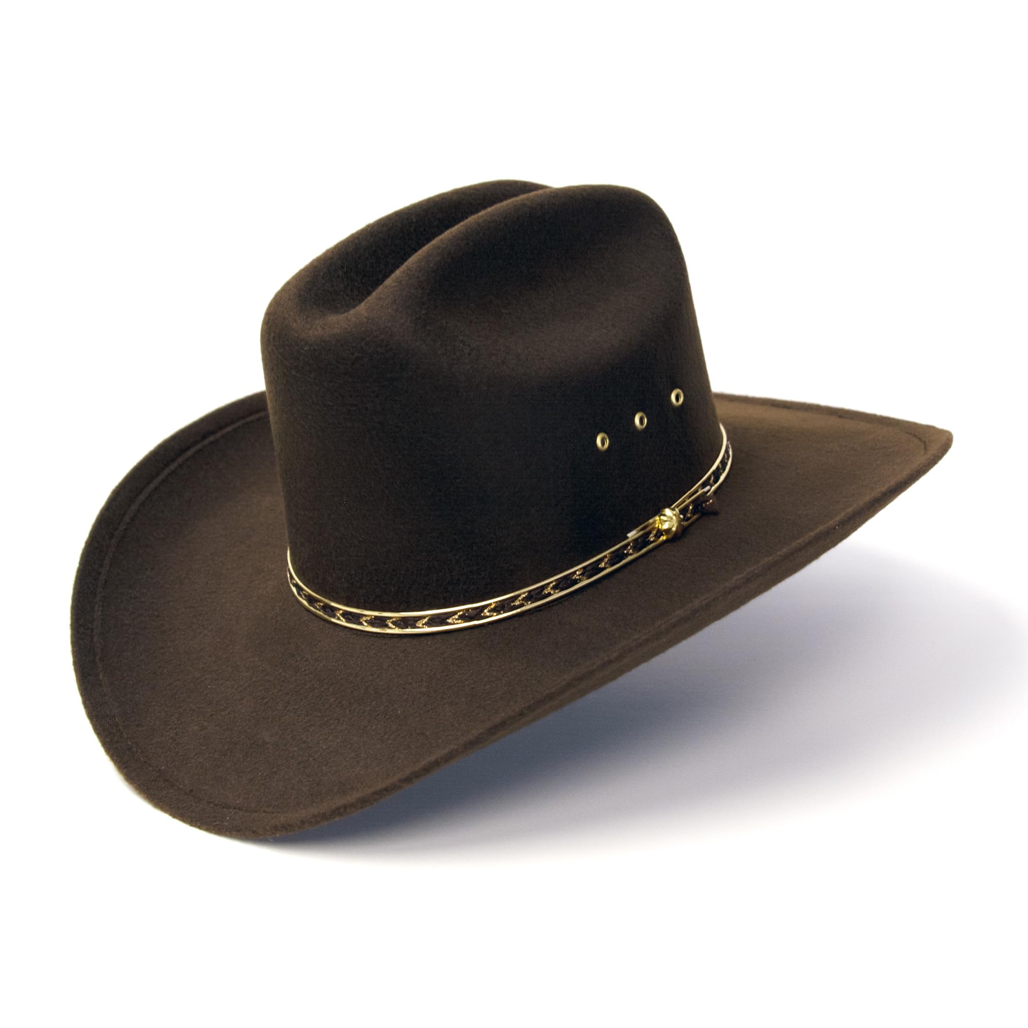 Western Express Felt Finish Cowboy Hat - Cattleman Style with Gold Hat Band | Western Cowboy & Cowgirl Hats for Men & Women | Perfect for Rodeo, Country Music Festivals & Outdoor Adventures