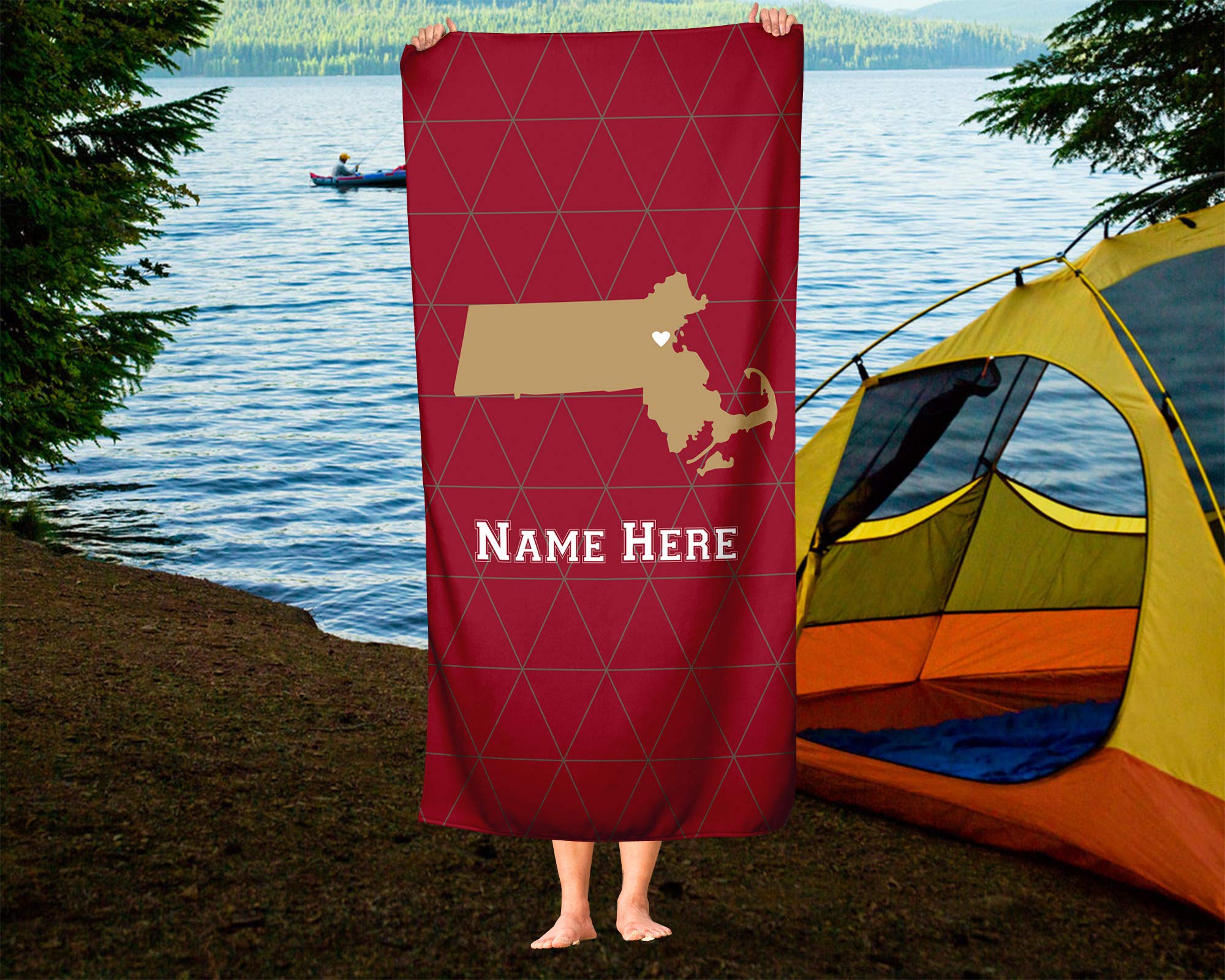 Boston Massachusetts State Pride Custom Beach & Bath Towel - Personalized Medium & Large Towels for Adults, Kids, College, Football & Basketball Fans | Perfect for Beach Trips, Poolside Lounging & Sports Events