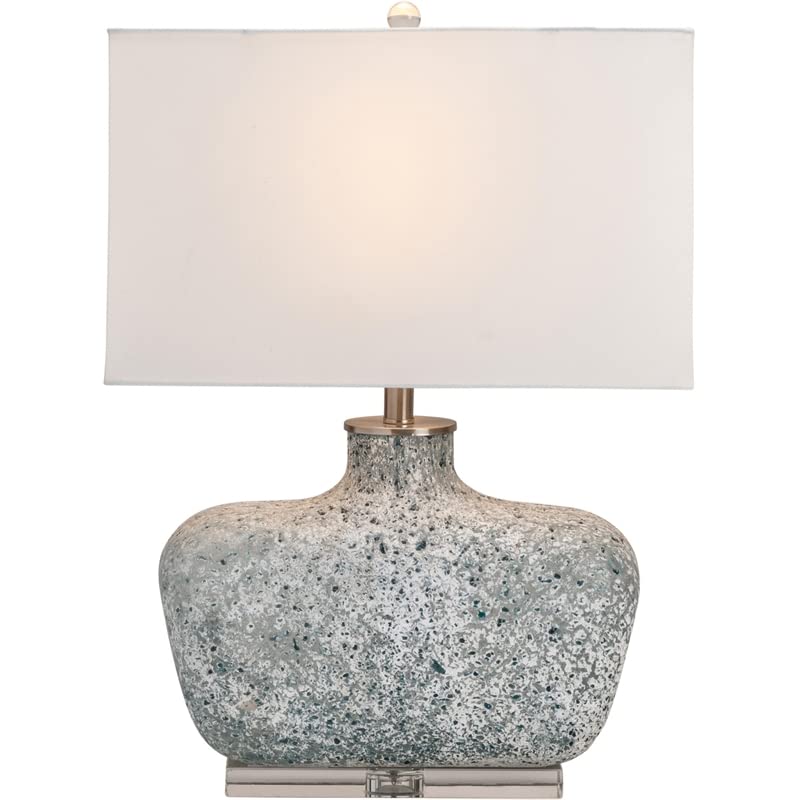 Bauer Blown Glass Table Lamp - White Handcrafted Glass Shade, Modern Home Decor for Living Room, Bedroom, or Office Lighting