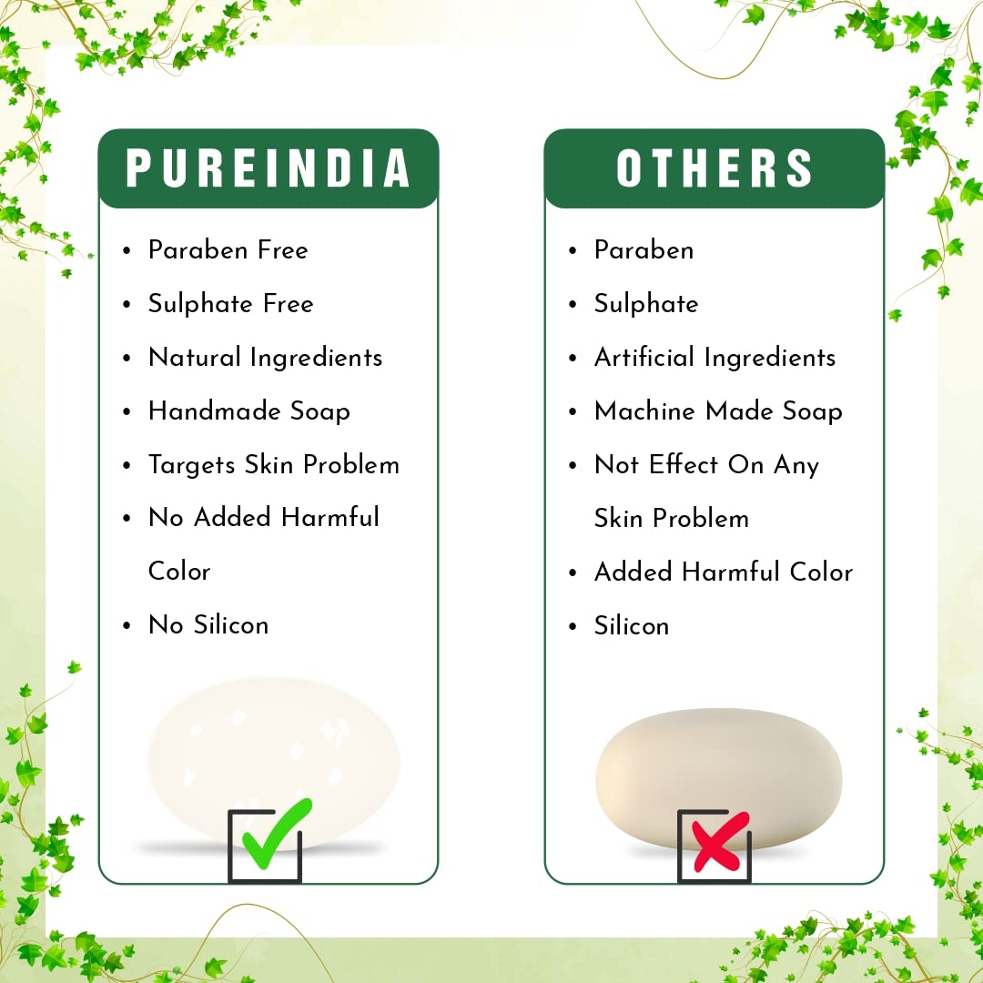 Pureindia Camphor Soap - Handmade Natural Soap with Pure Camphor Powder & Oil, Set of 5 (100g Each) | Aromatherapy, Meditation & Relaxation, Skin Cleansing & Purifying