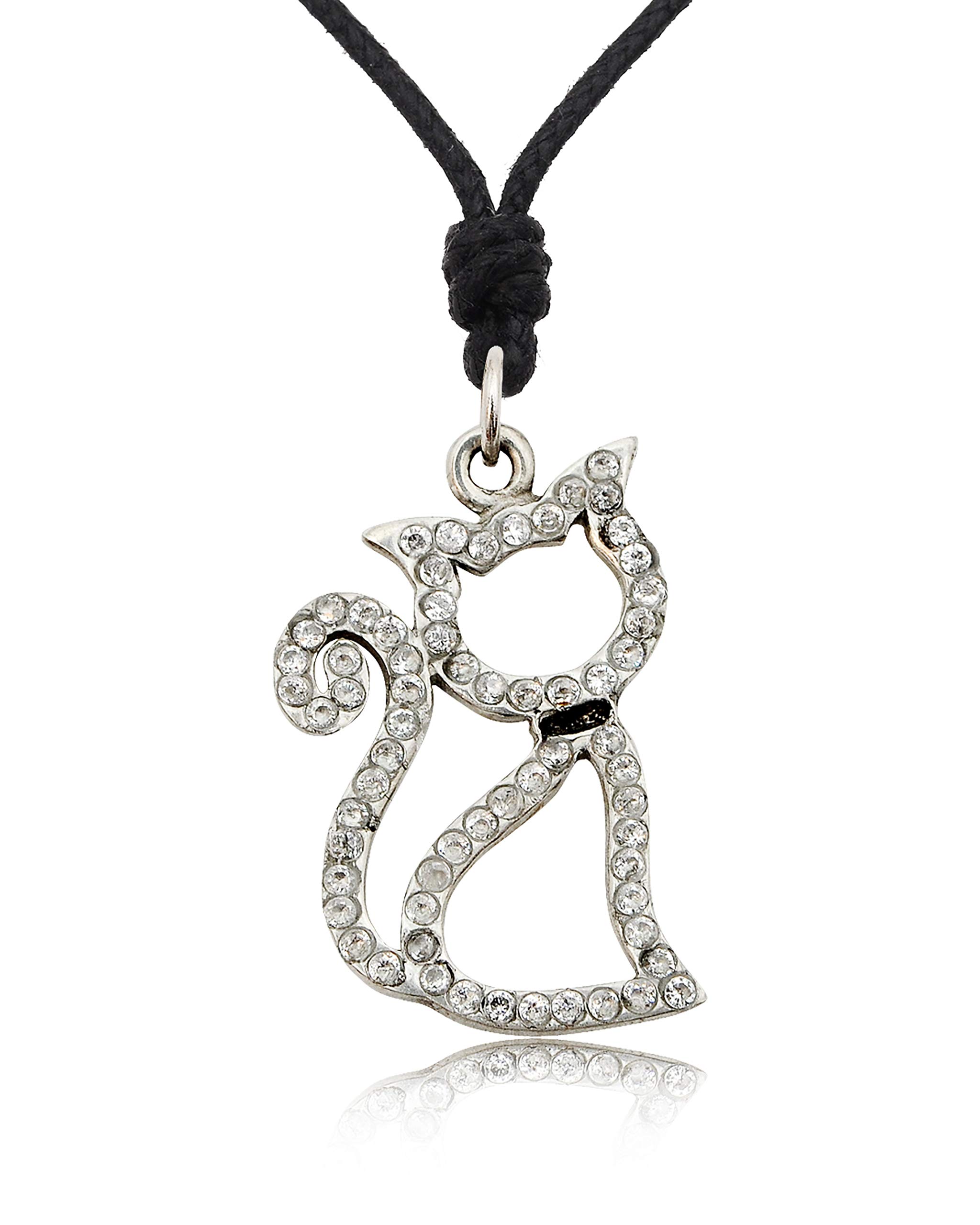 Cat Kitten Meow Charm Pewter Necklace Pendant Jewelry - Perfect Gift for Cat Lovers, Birthday & Valentine's Day