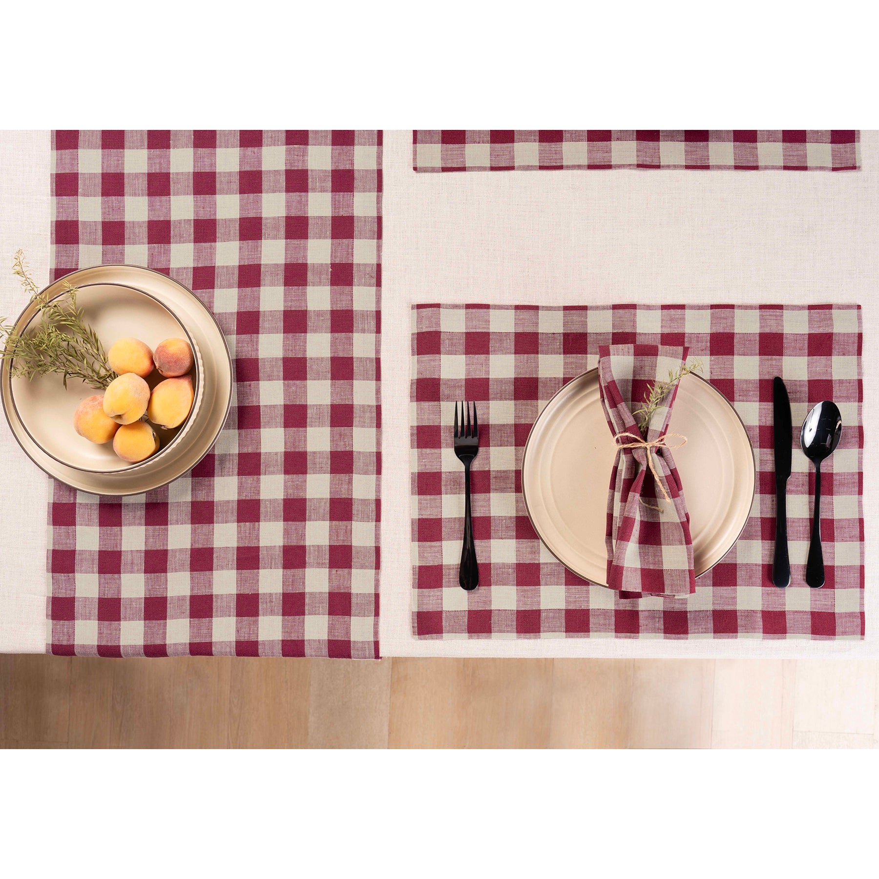 Morgan Check Placemats Set of 4 - Premium Cotton Table Mats for Dining, Kitchen & Holiday Decor - Washable & Durable Place Settings for Everyday Use & Special Occasions