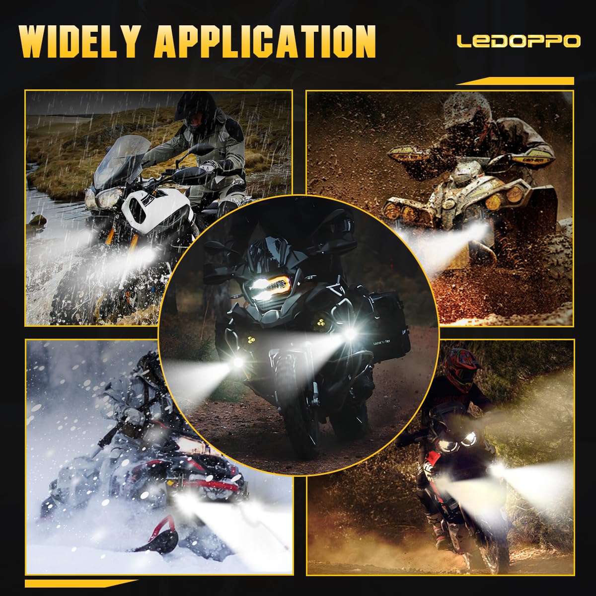 LED Motorcycle Auxiliary Lights Kit - White Spot Driving Fog Lights with Switch, Wiring Harness & Clamp Mount Brackets for BMW R1200GS, K1600, ADV & Adventure Touring Bikes - Perfect for Night Riding & Off-Road Adventures