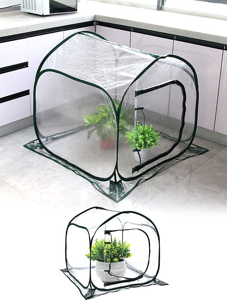 Mini Greenhouse for Indoor & Outdoor Plants - 31.5x31.5x31.5 Inch Portable Gardening Greenhouse with Warm Cover - Perfect for Seed Starting, Herb Growing, Flower Protection in Garden, Patio or Balcony