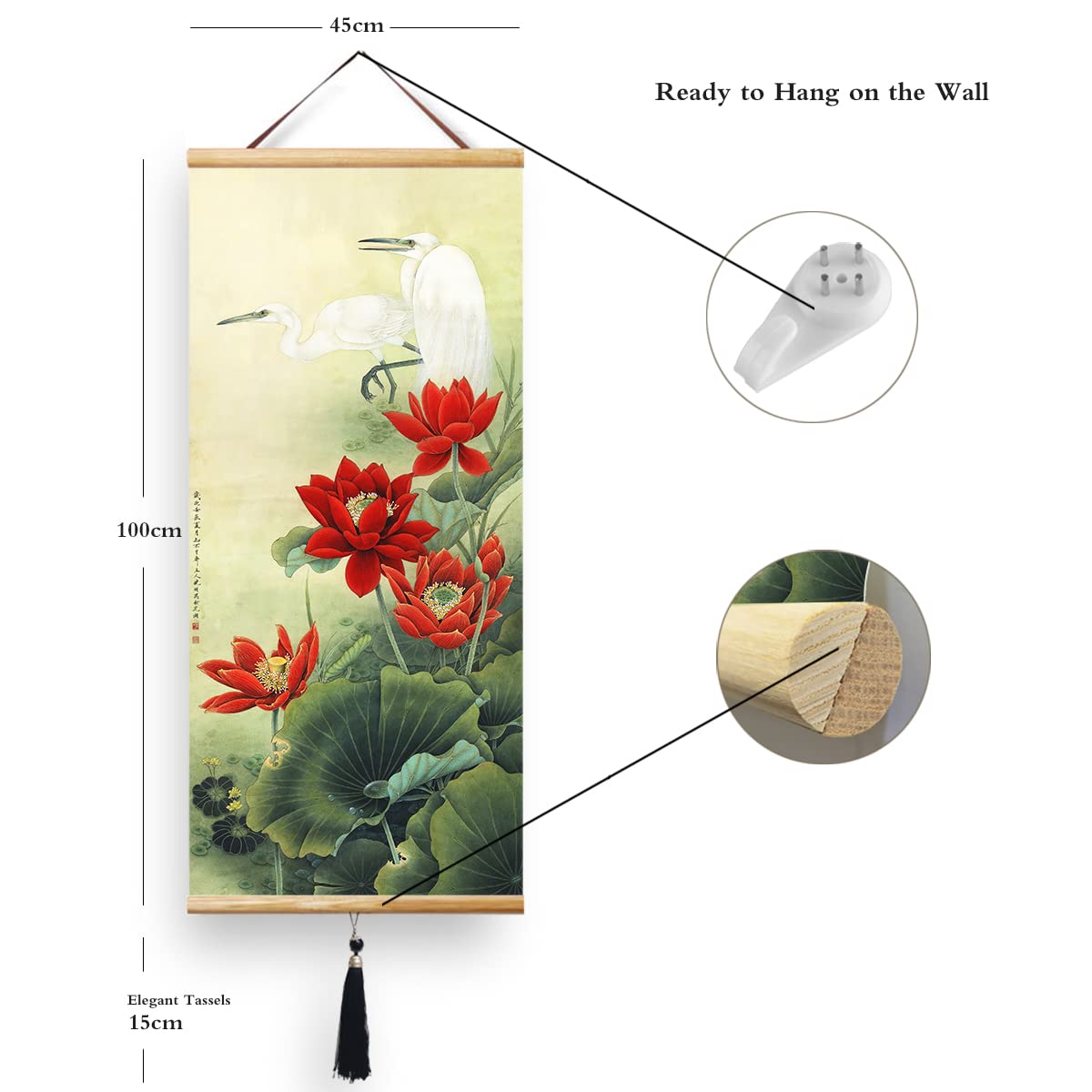 EAPEY Japanese Hanging Scrolls - Traditional Asian Wall Art Decor for Living Room, Bedroom & Office - Hand Painted Japanese Scrolls & Chinese Wall Hangings for Home Decoration