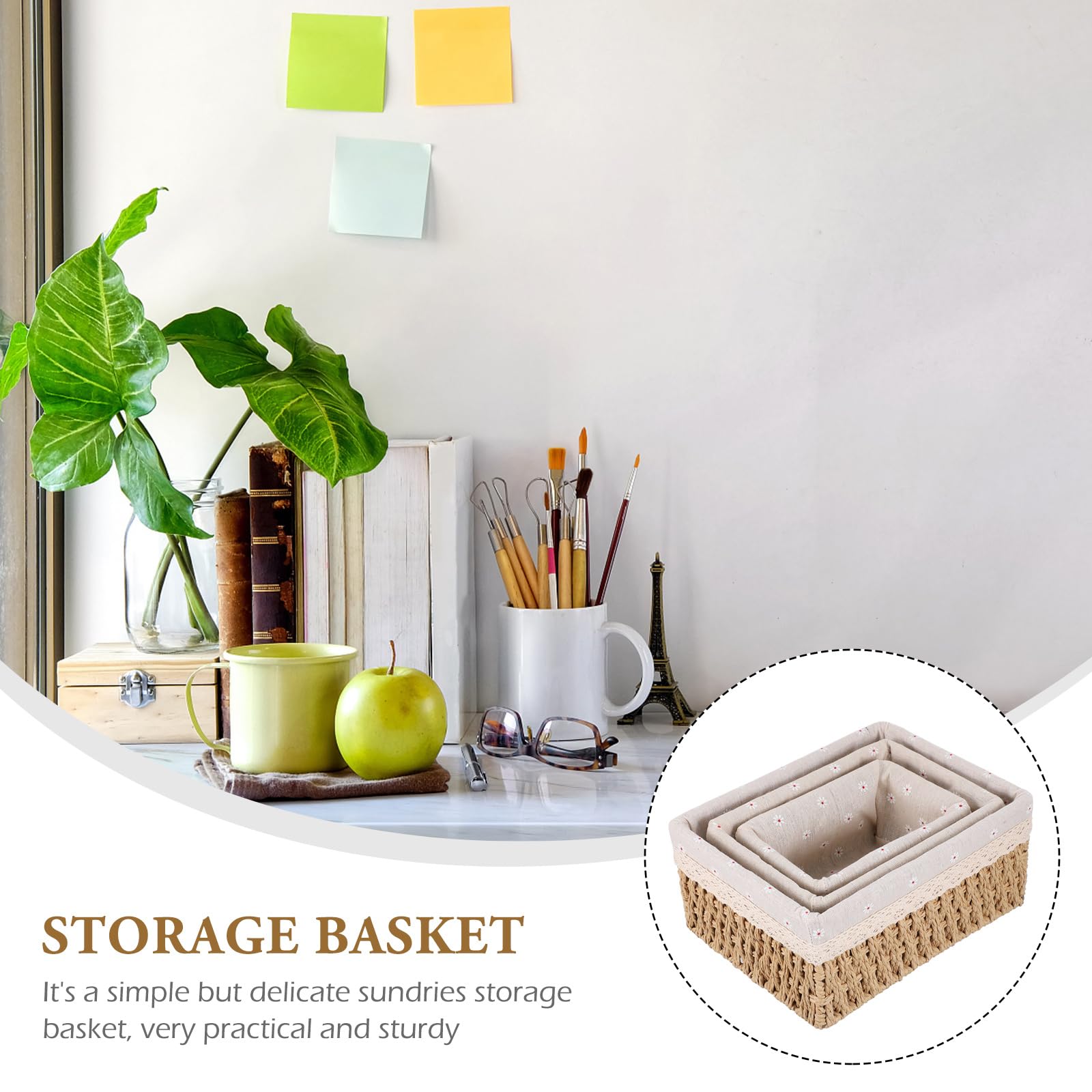 Stylish Wicker Storage Basket with Liner - Braided Rectangular Rattan Container Bin for Bread, Blankets & Home Organization | Perfect for Living Room, Bedroom & Kitchen Storage (Beige)