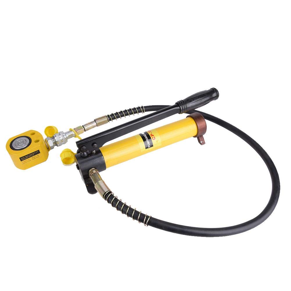 10 Ton Hydraulic Jack with Manual Pump - 11mm Stroke Mini Portable Hydraulic Cylinder for Car Lifting & Repair | Heavy Duty Vehicle Maintenance Tool for Garage, Auto Shop & Home Use