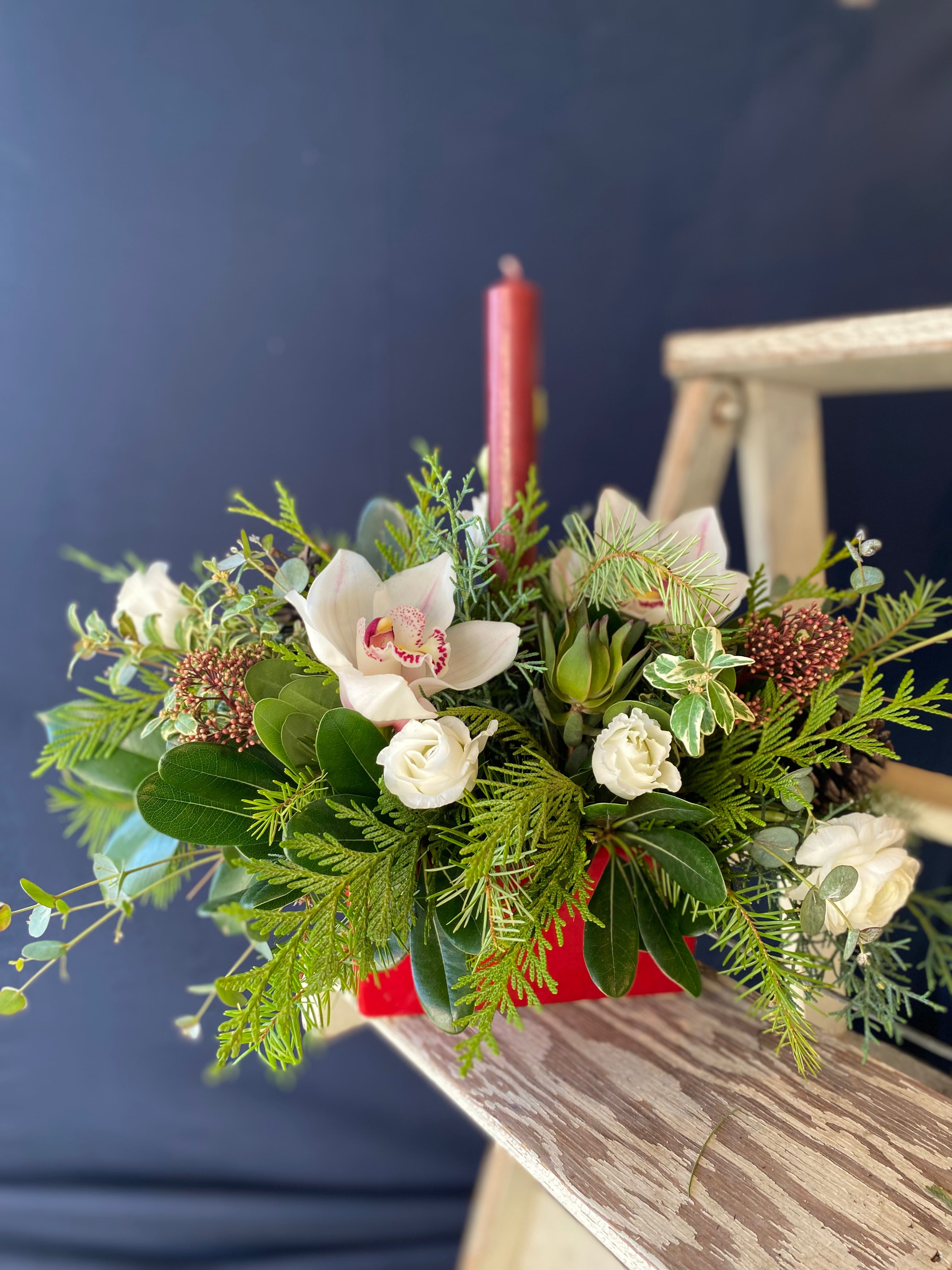 Elegant Red Candle in Glass Vase - Romantic Home Decor Centerpiece for Dining Table, Wedding, Valentine's Day & Holiday Decorations