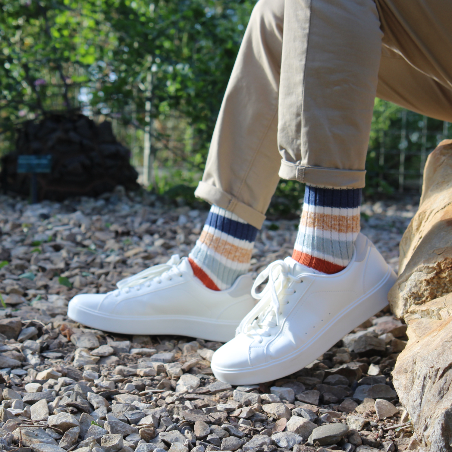 Men's Pantone Stripe Cotton Socks - Comfortable & Breathable Crew Socks for Casual Wear, Work & Gym - Pack of 3 Pairs