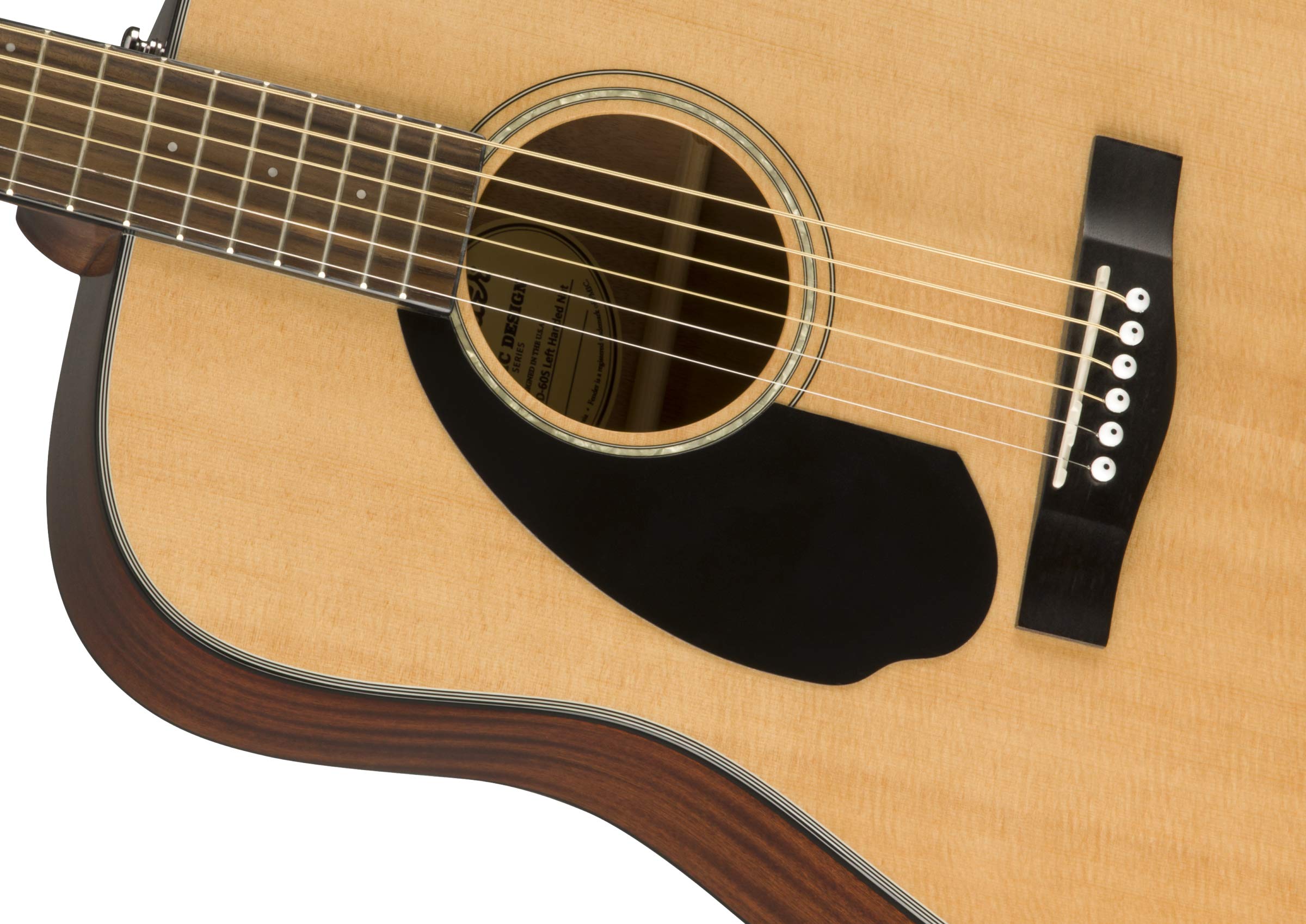 Fender CD-60S Solid Top Left-Handed Acoustic Guitar Dreadnought Bundle - Natural Finish with Gig Bag, Tuner, Strap, Strings, Picks & Instructional DVD | Perfect for Beginners, Live Performances & Home Practice