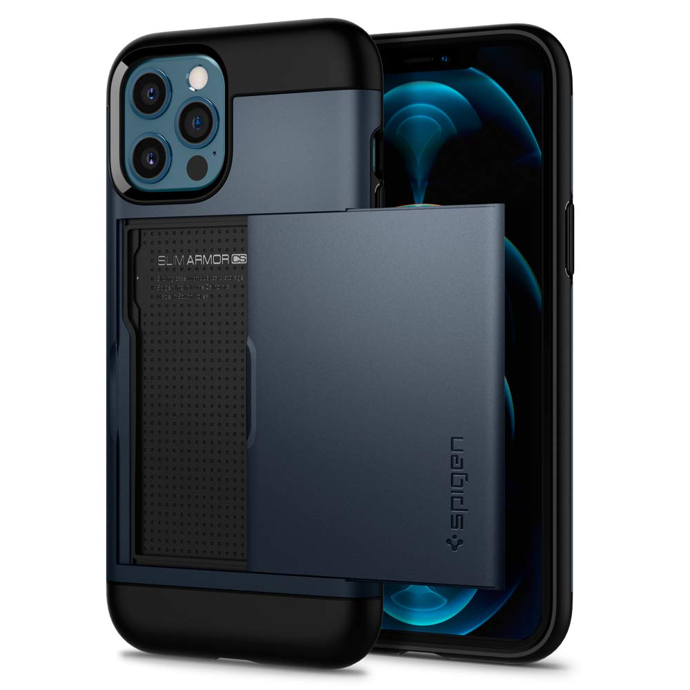 Spigen Slim Armor CS iPhone 12 Pro Max Case (2020) - Metal Slate | Protective Phone Cover with Card Holder | Perfect for Work, Travel & Everyday Use