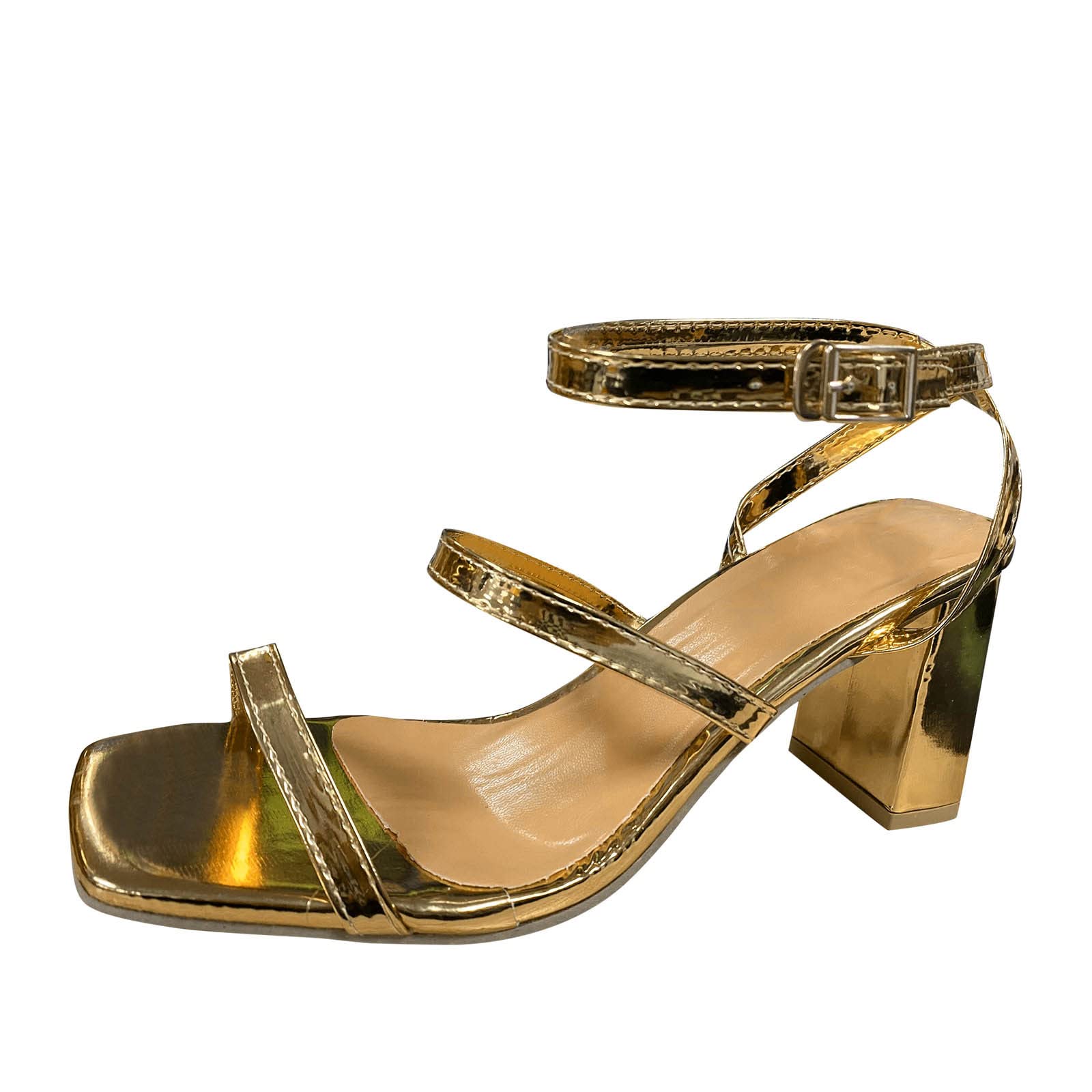 Thick Solid High Heel Women's Fashion Color Buckle Leather Sexy Sandals - Comfortable Walking Summer Shoes for Women | Perfect for Beach, Party & Date Night Outfits