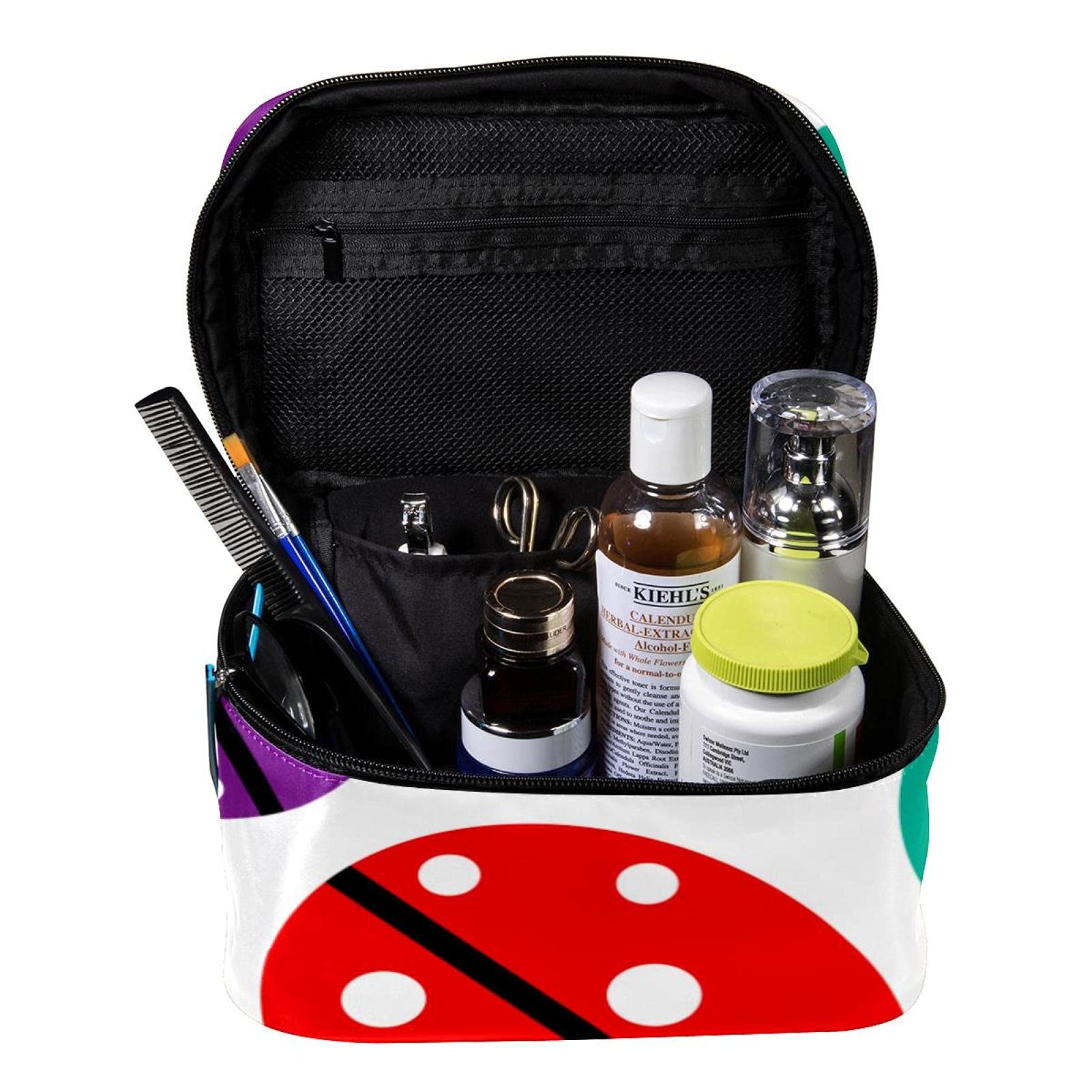 Colorful Cartoon Ladybirds Makeup Bag - Large Cosmetic Organizer for Women & Girls | Travel & Daily Use