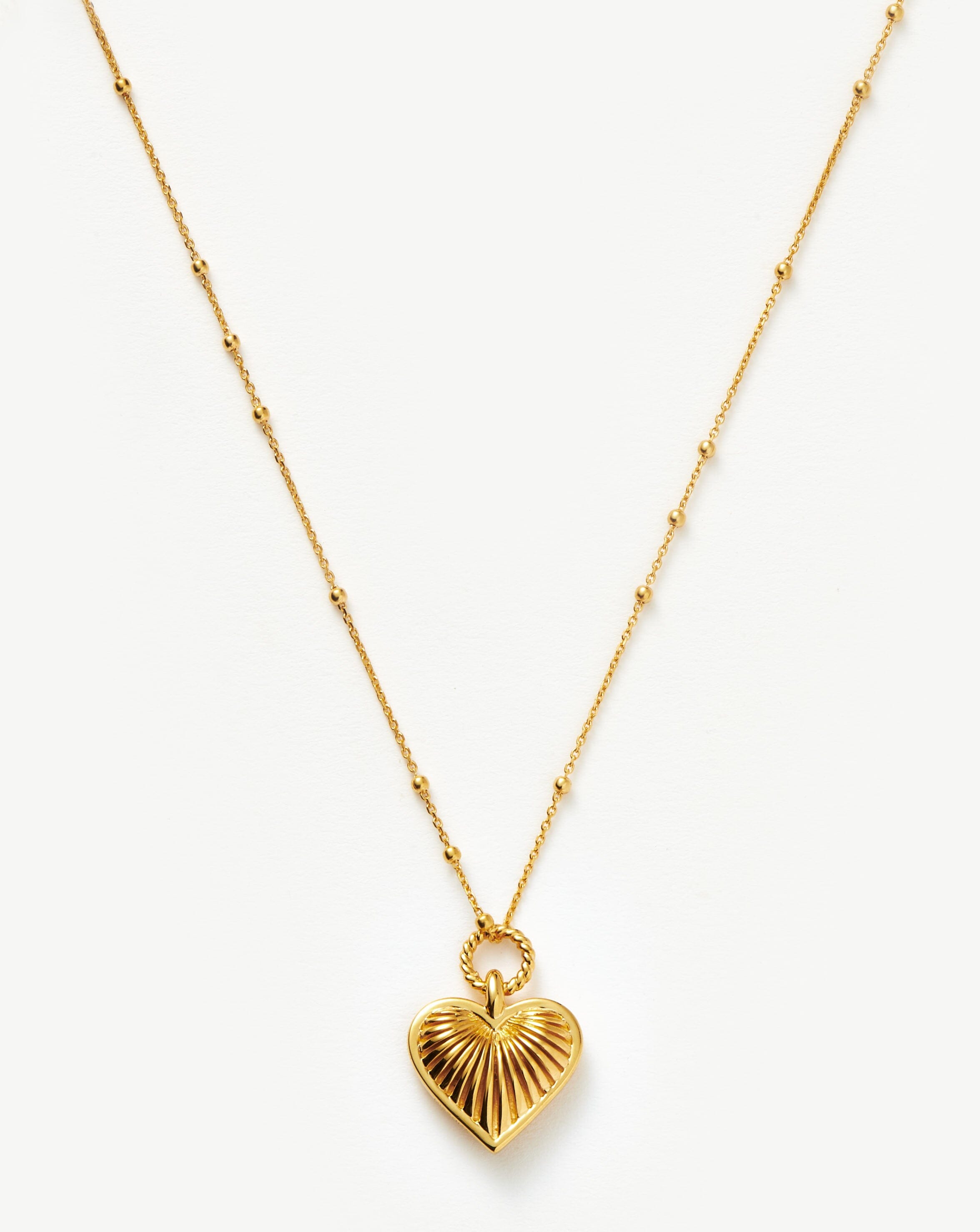 Ridge Heart Charm Pendant Necklace - 18k Gold Plated Elegant Jewelry for Women | Perfect Gift for Valentine's Day, Anniversary & Special Occasions