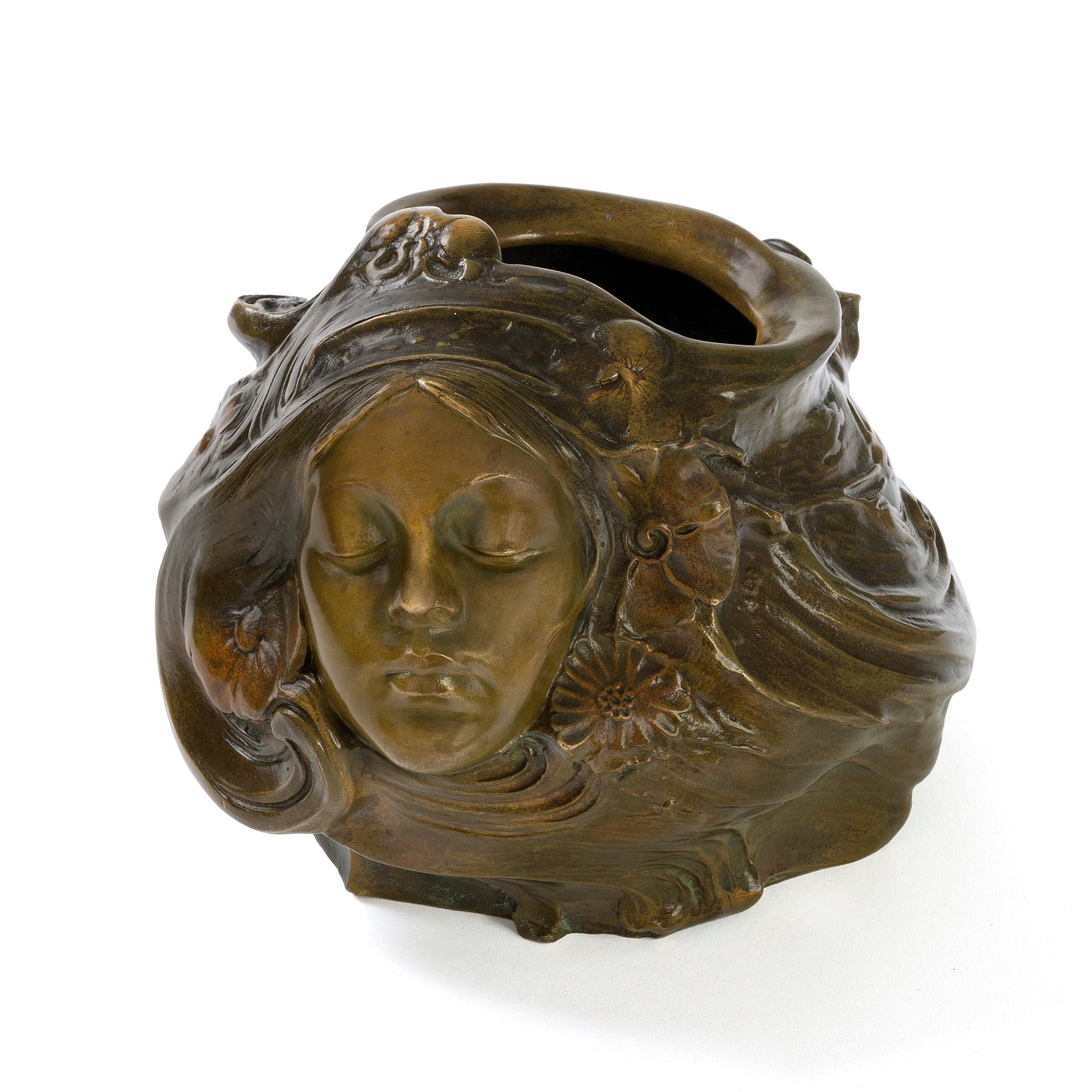 François Madurell Bronze Jardinière Planter - Elegant Female Faces Design - Perfect for Indoor Plants, Home Decor & Garden Centerpiece